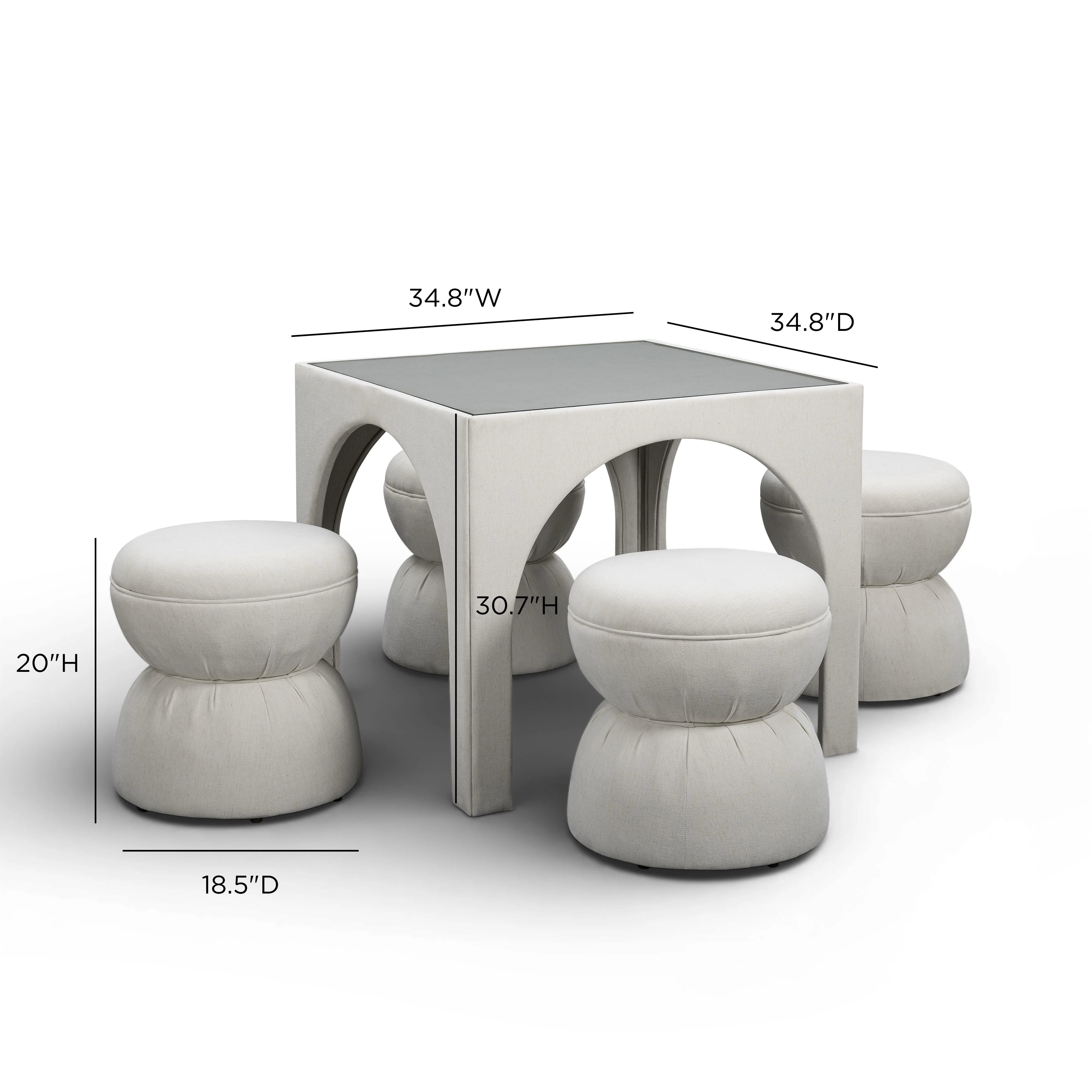 Tomlin Performance Chenille Game Table and Two Ottomans Set