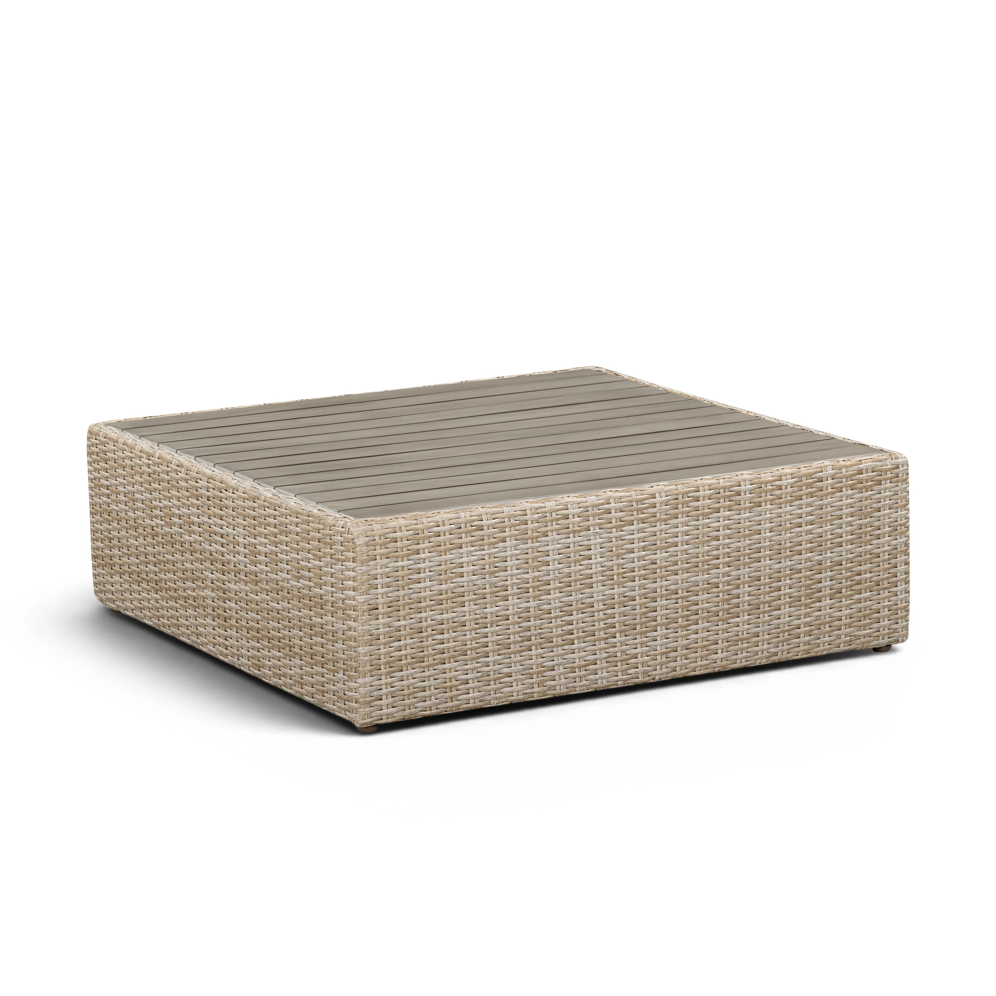 Cali Performance Fabric & Wicker Outdoor Ottoman