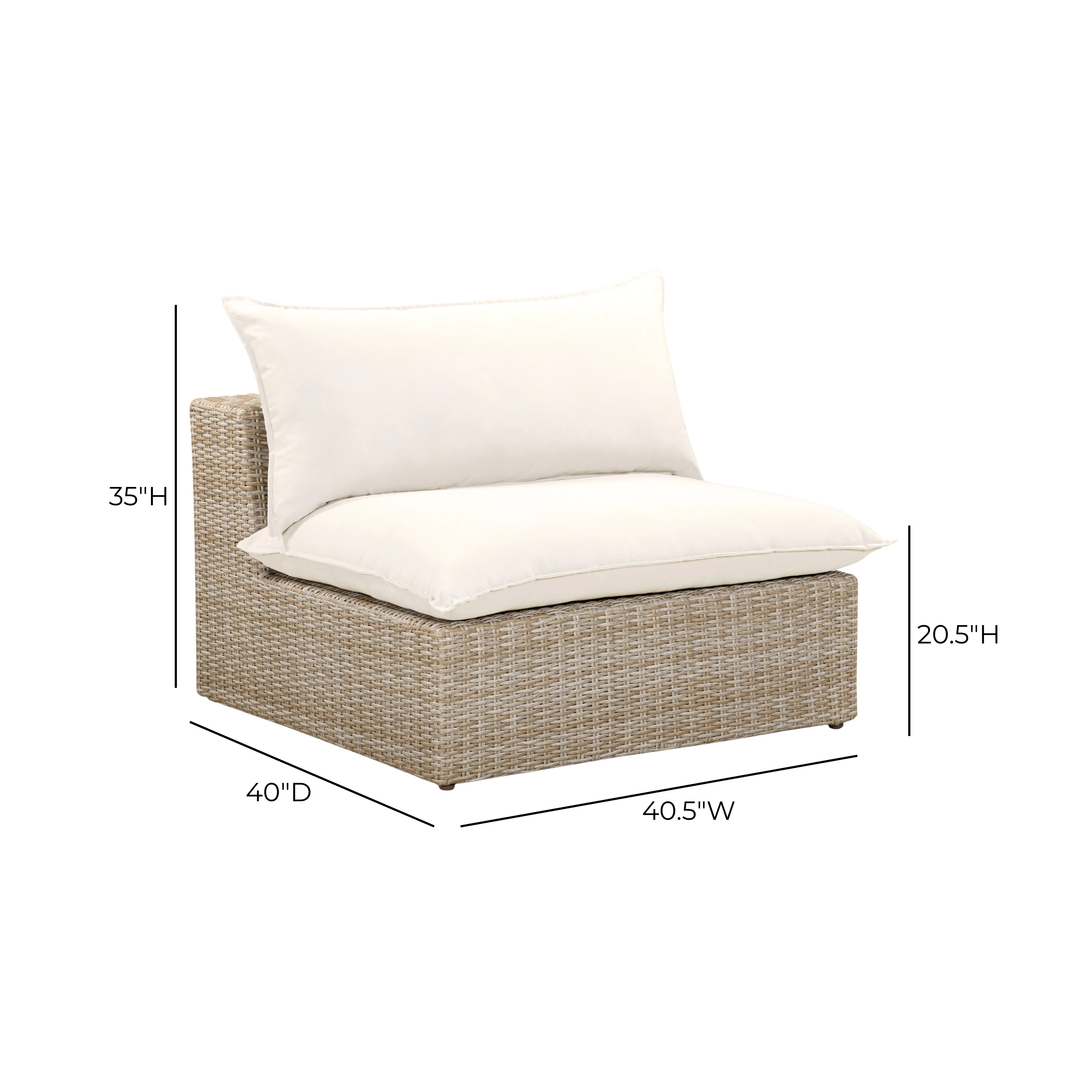 Cali Performance Fabric & Wicker Outdoor Armless Chair