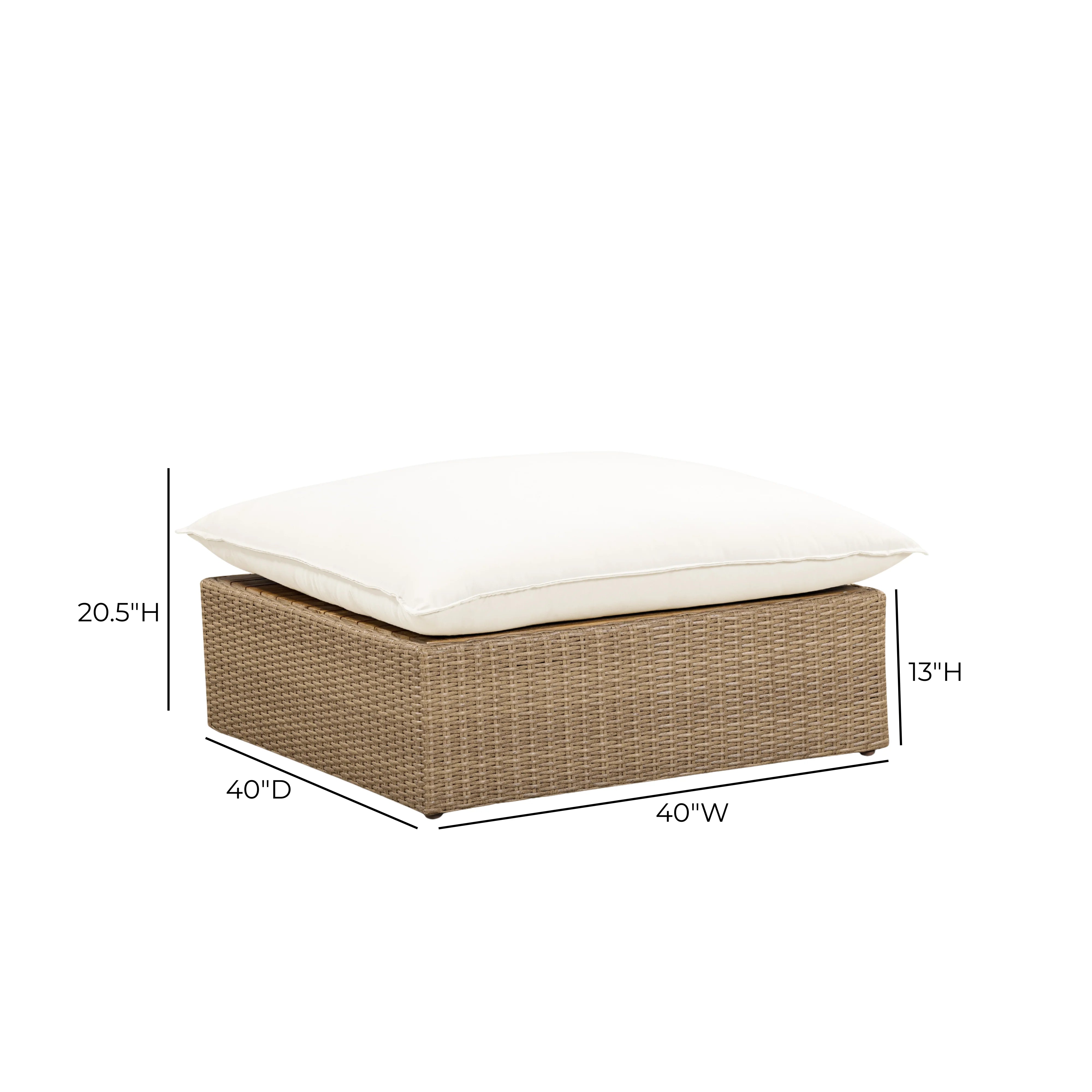 Cali Performance Fabric & Wicker Outdoor Ottoman