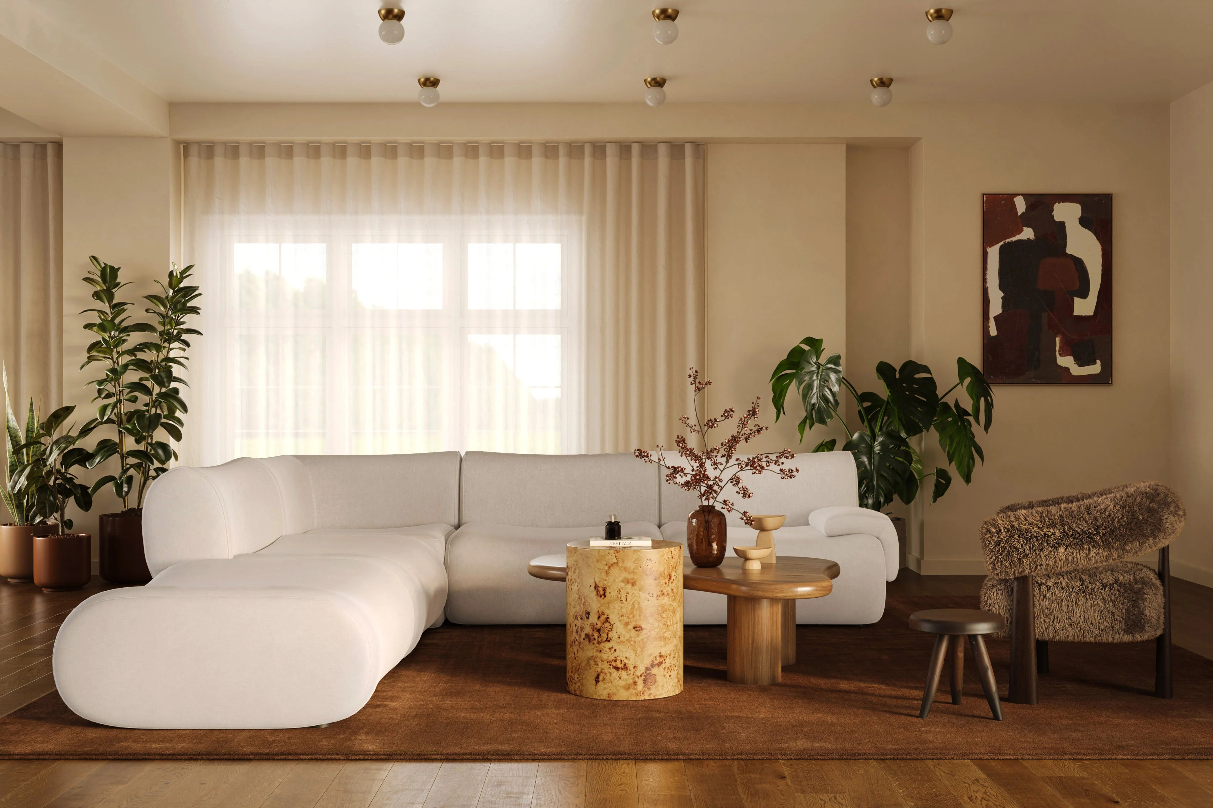 Zenith 5-Piece Contract-Grade Upcycled Fabric Modular Sectional