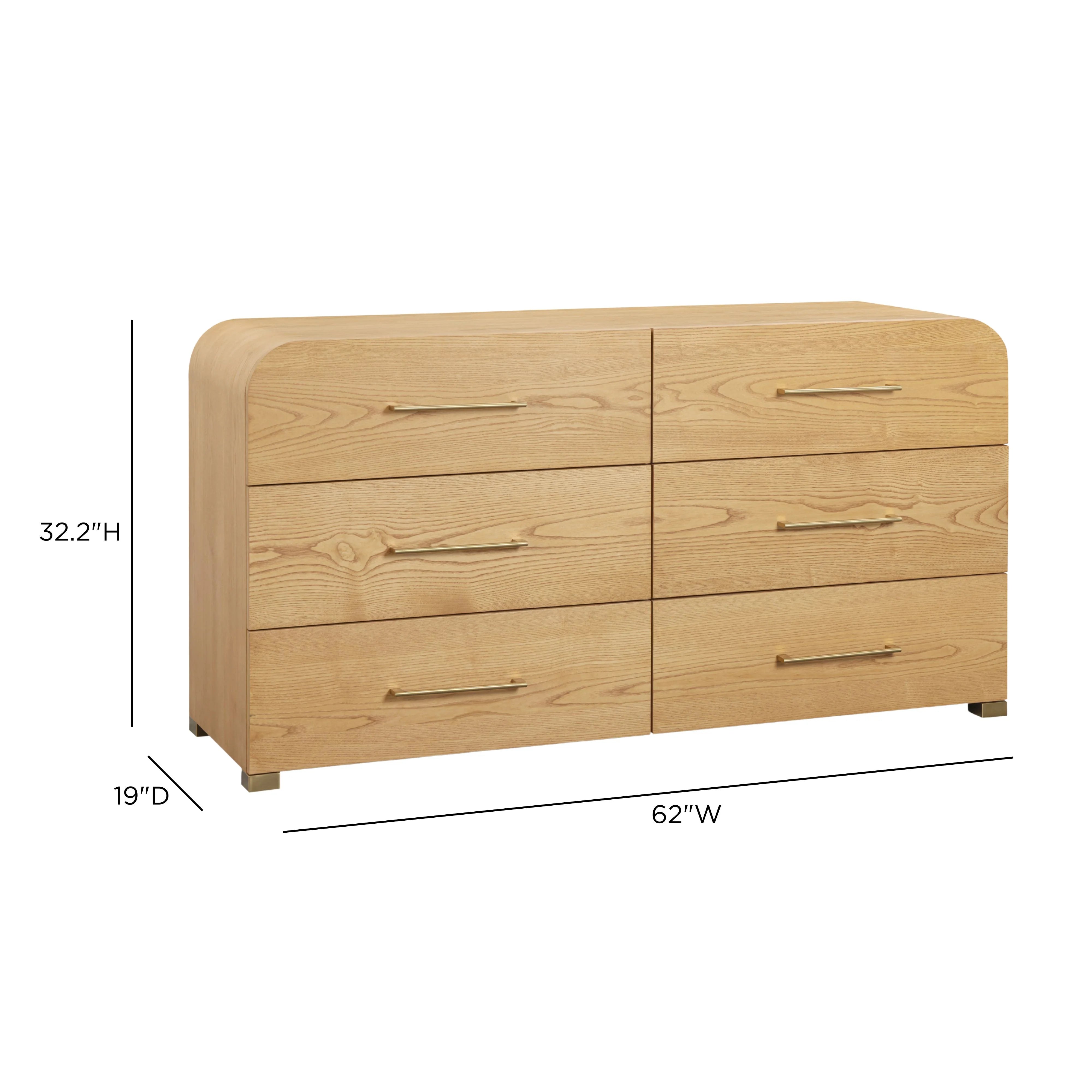 Marissa 62" Ash 6-Drawer Dresser
