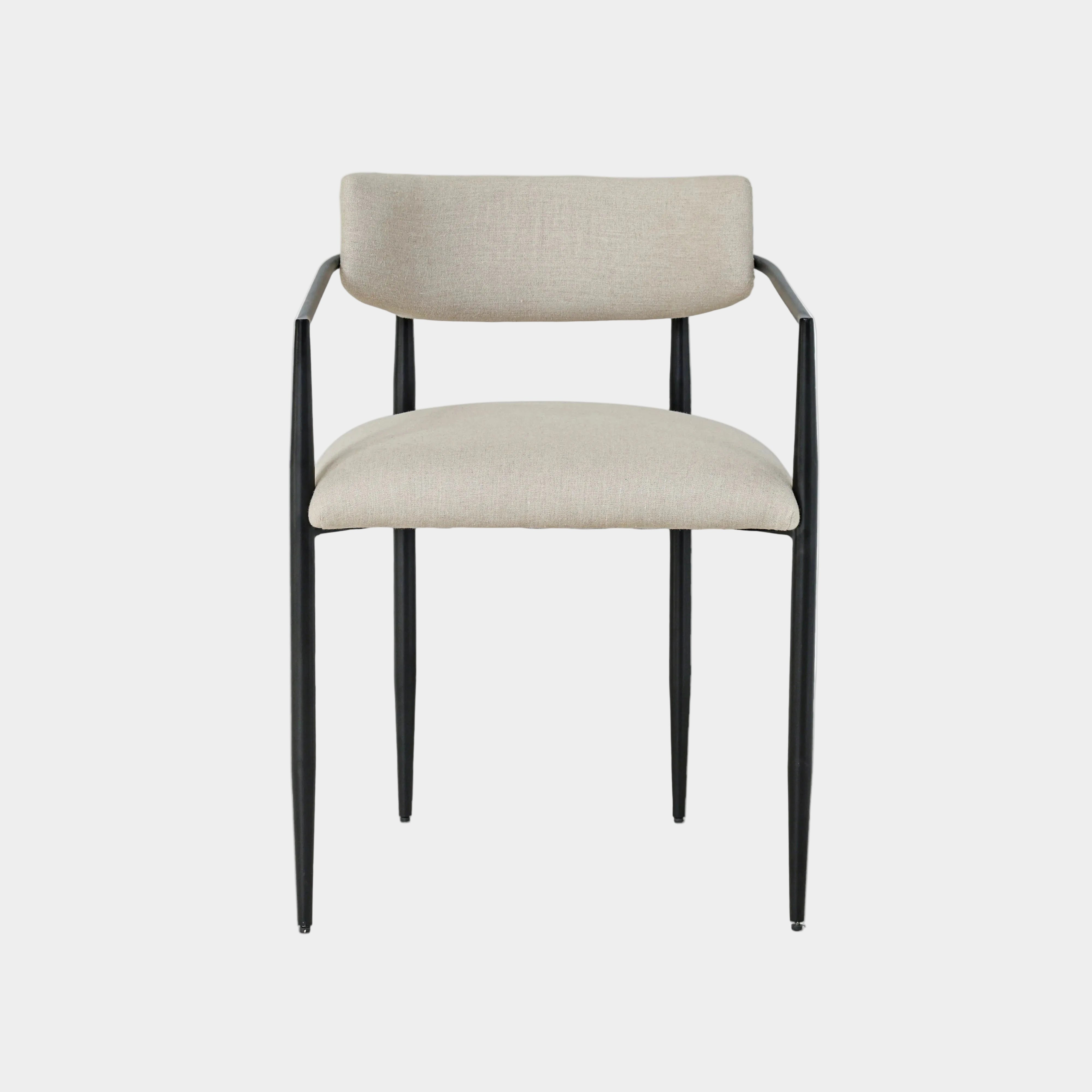 Forte Cream Linen Forged Iron Dining Chair