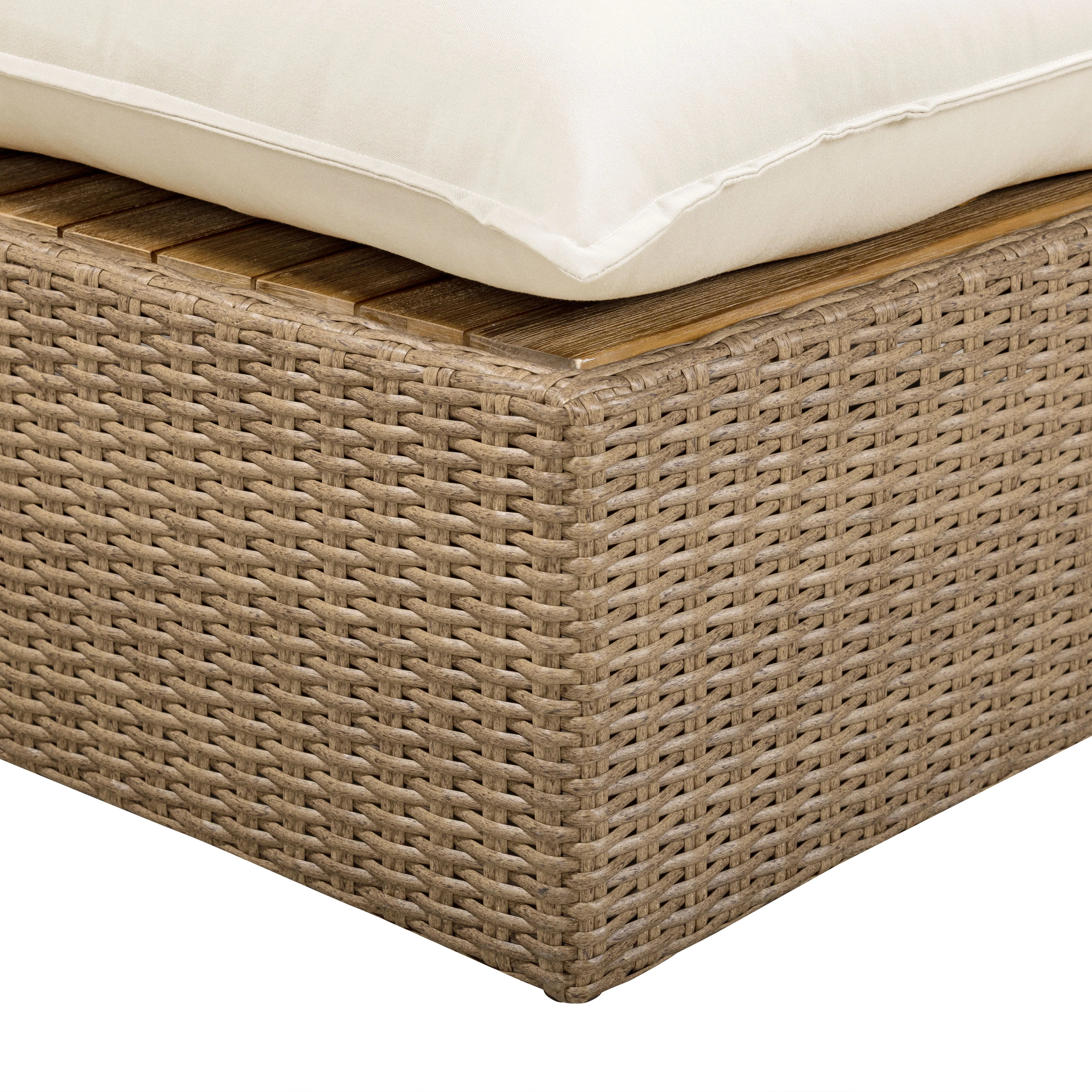 Cali Performance Fabric & Wicker Outdoor Ottoman