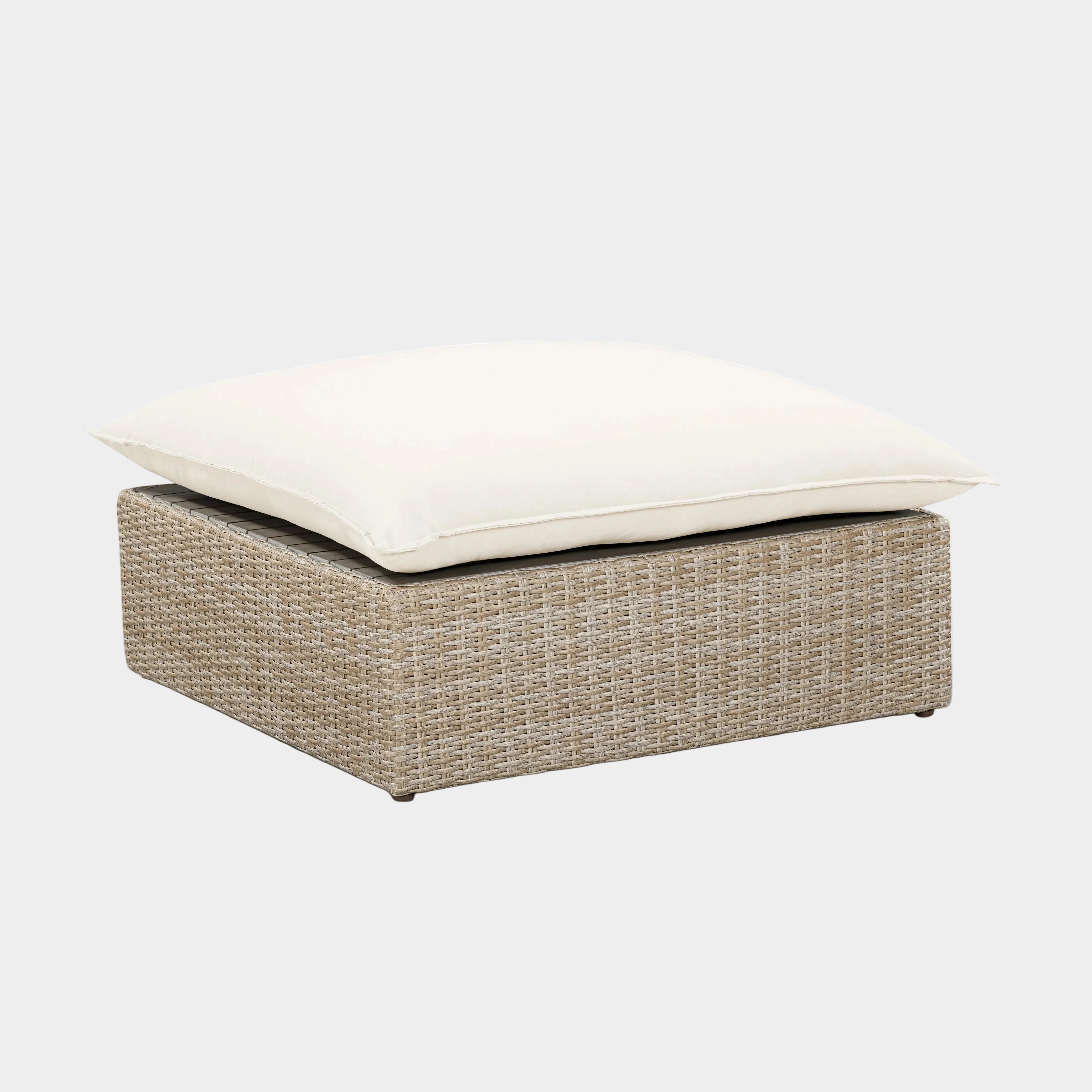 Cali Performance Fabric & Wicker Outdoor Ottoman