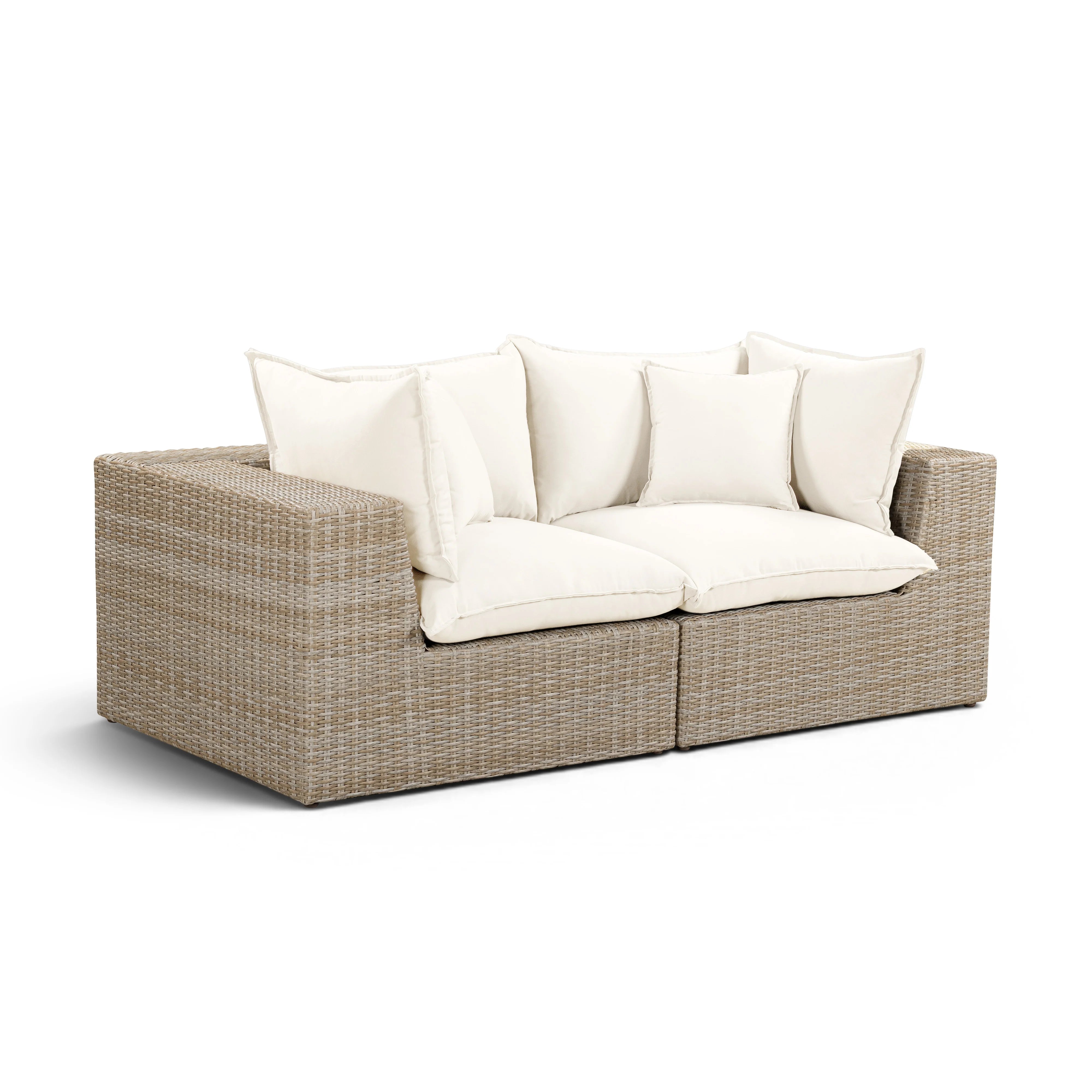 Cali 80" Performance Fabric & Wicker Outdoor Loveseat
