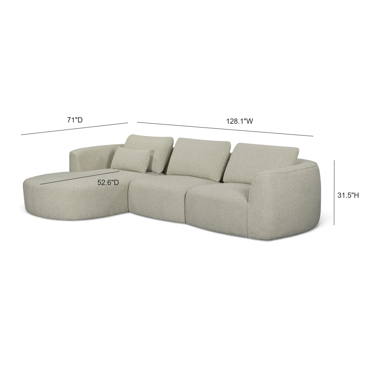 Noor 3-Piece XL 128" Modular Sectional