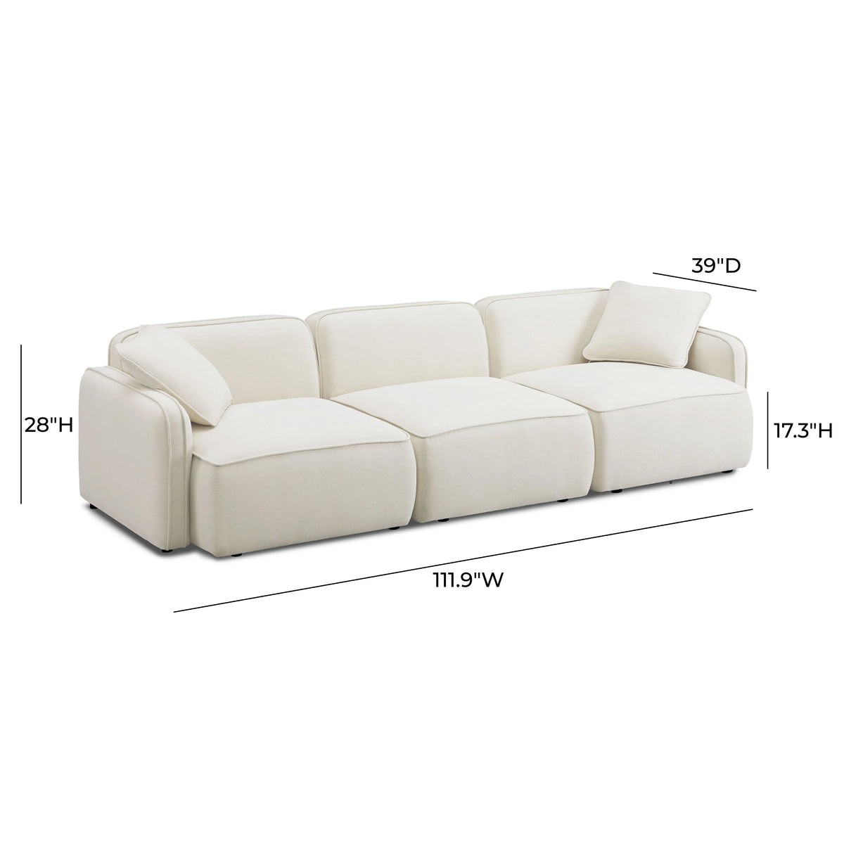 Travie 112" Performance Corduroy Velvet Modular Sofa
