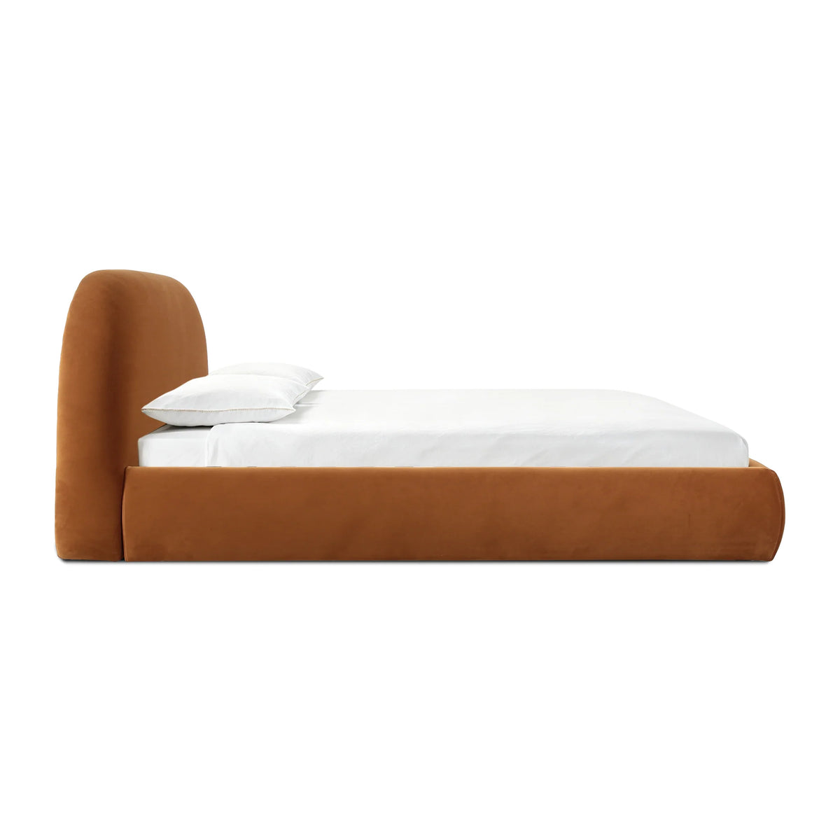 Lit en velours texturé crème Bara