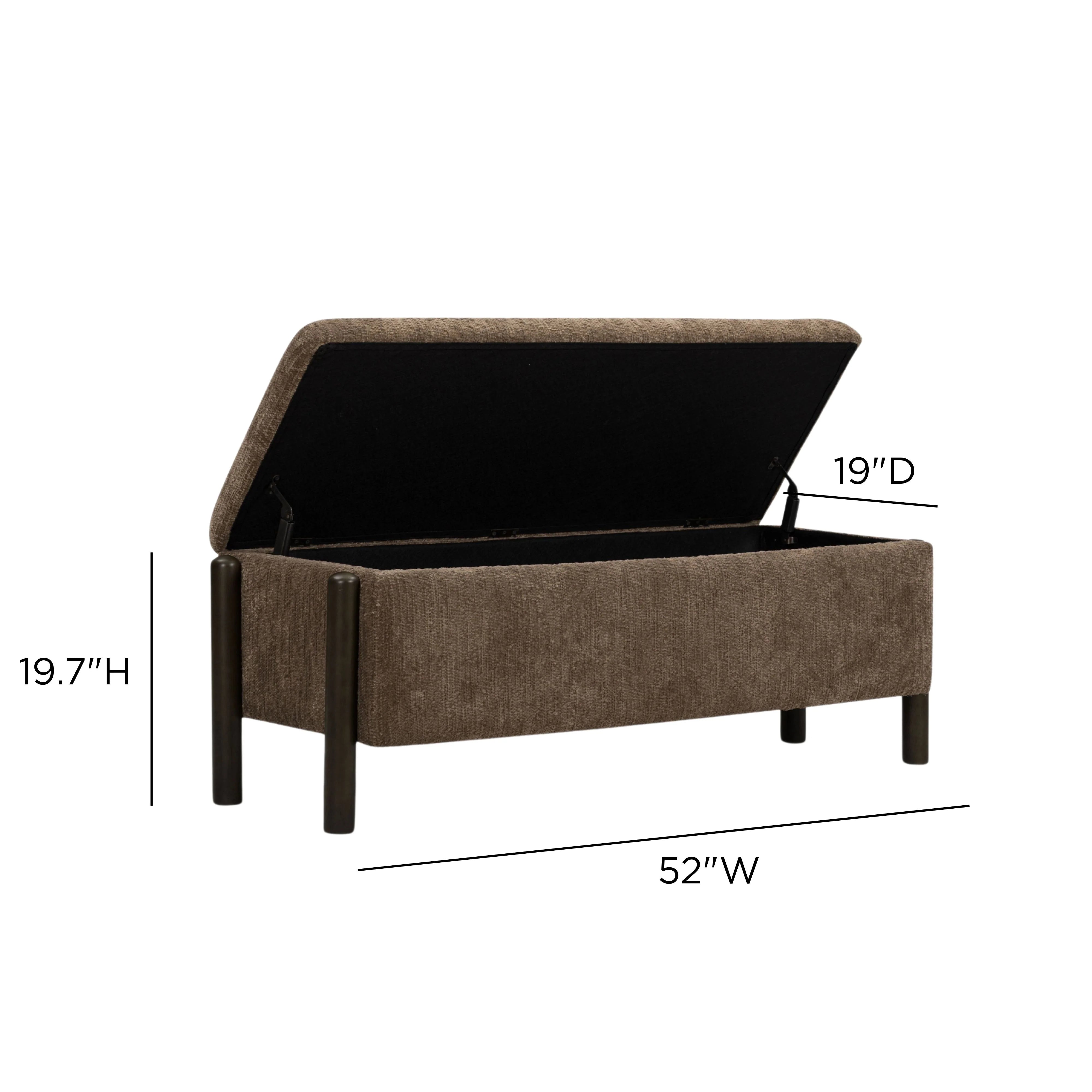 Abby 52" Nubby Fabric Storage Bench