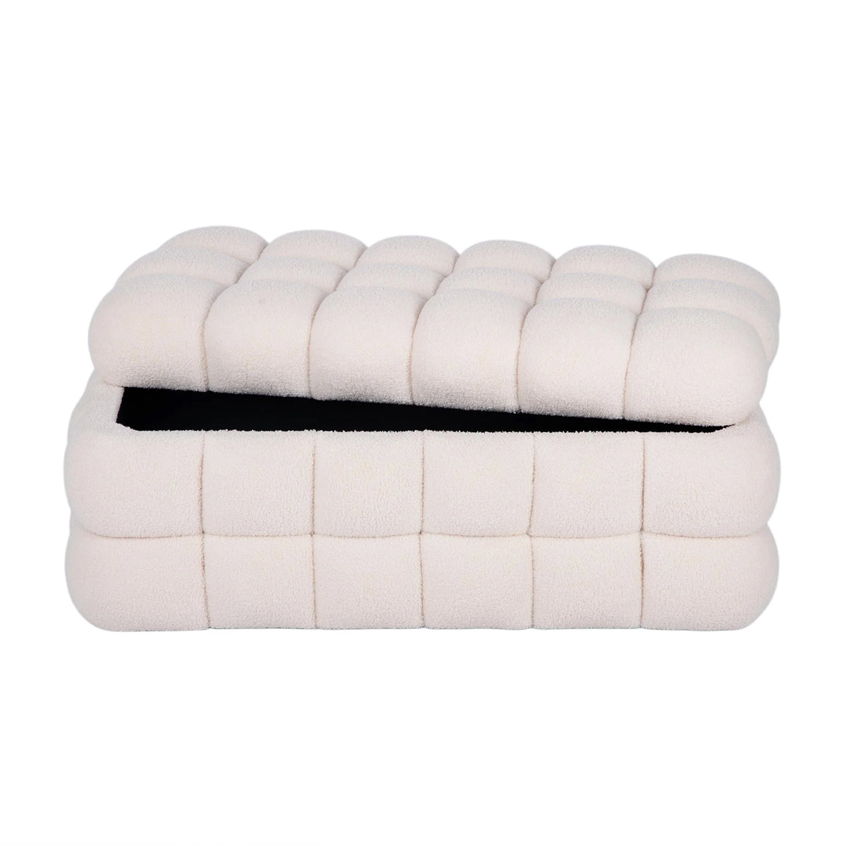 Anita 39" Faux Shearling Storage Bench With Reversible Tray Top