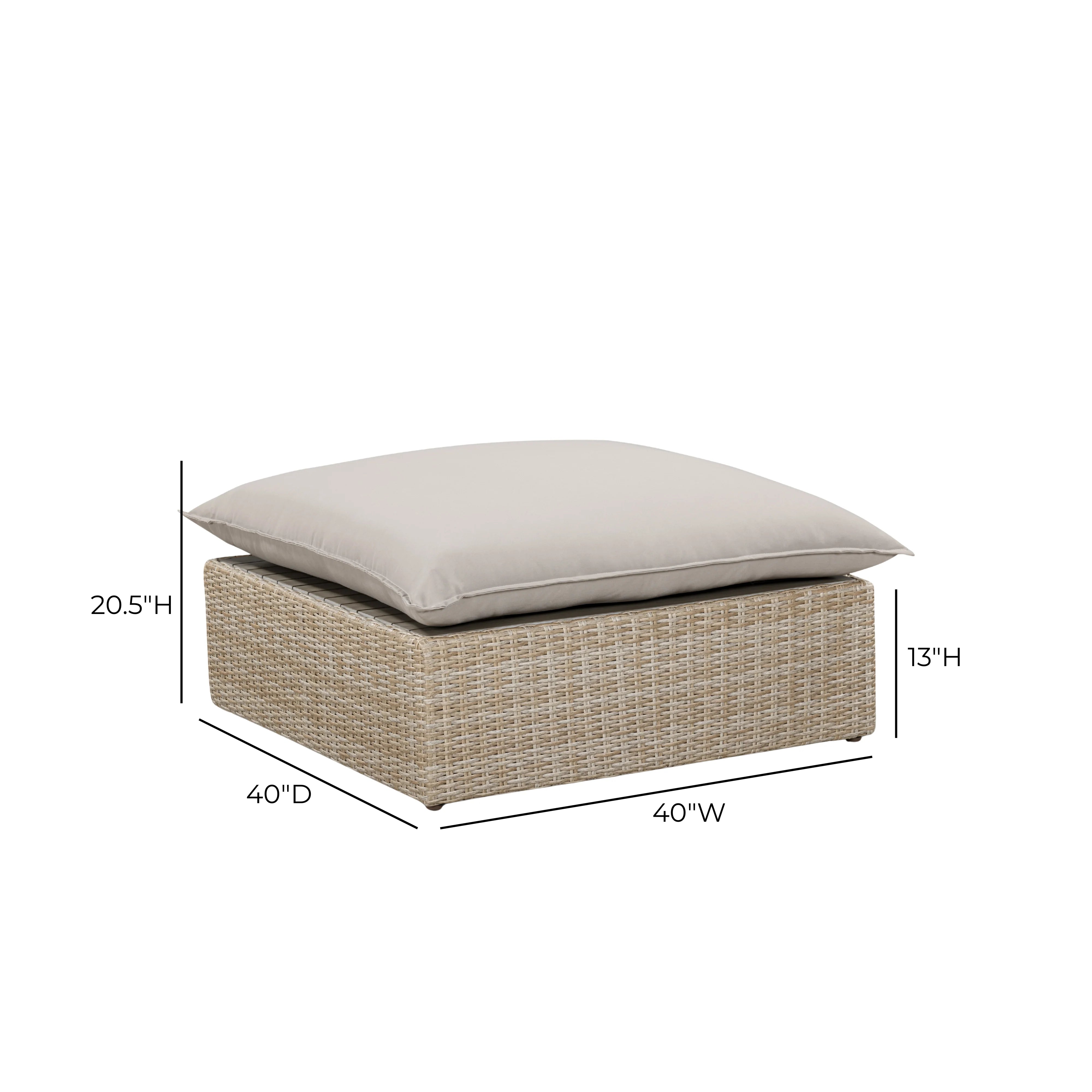 Cali Performance Fabric & Wicker Outdoor Ottoman
