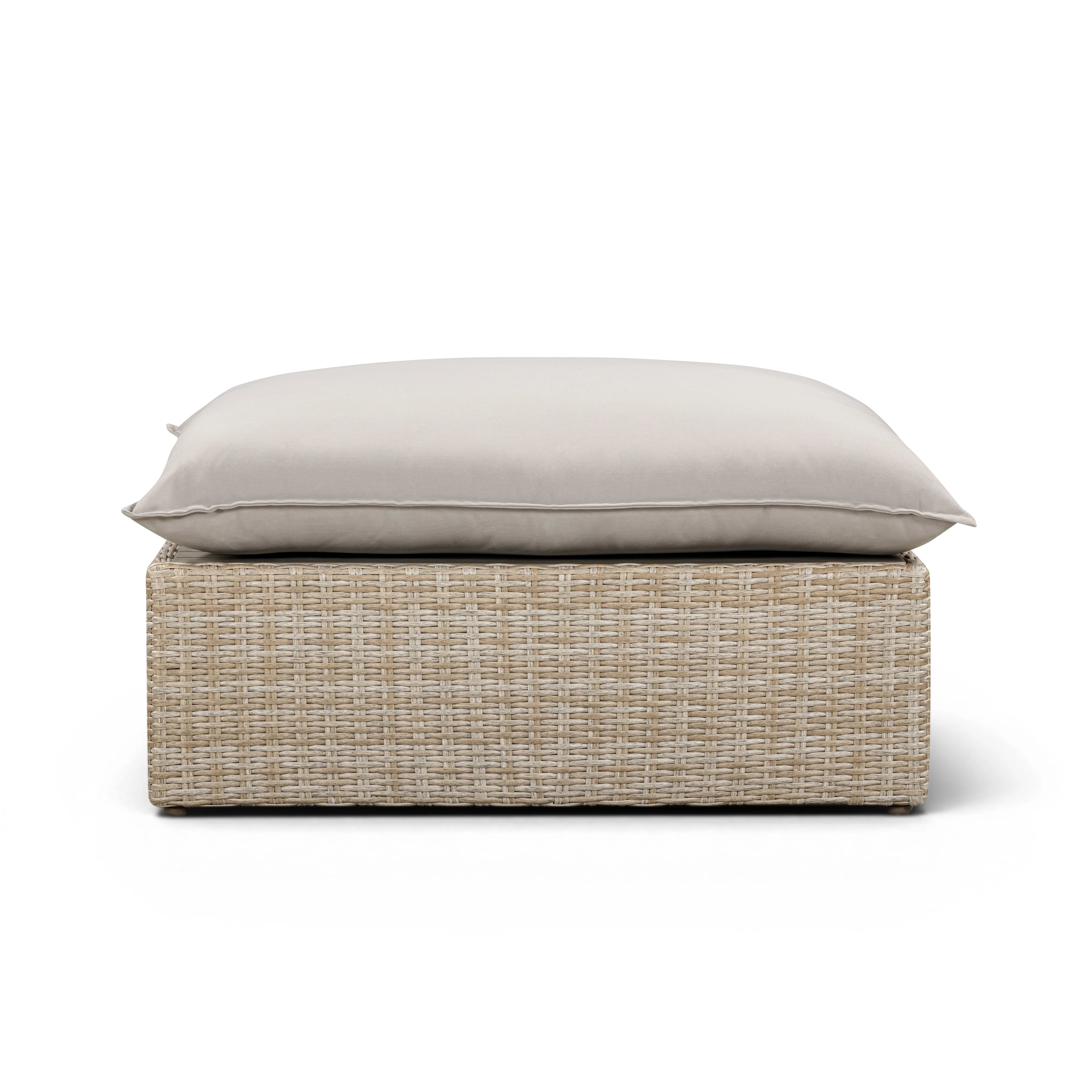 Cali Performance Fabric & Wicker Outdoor Ottoman