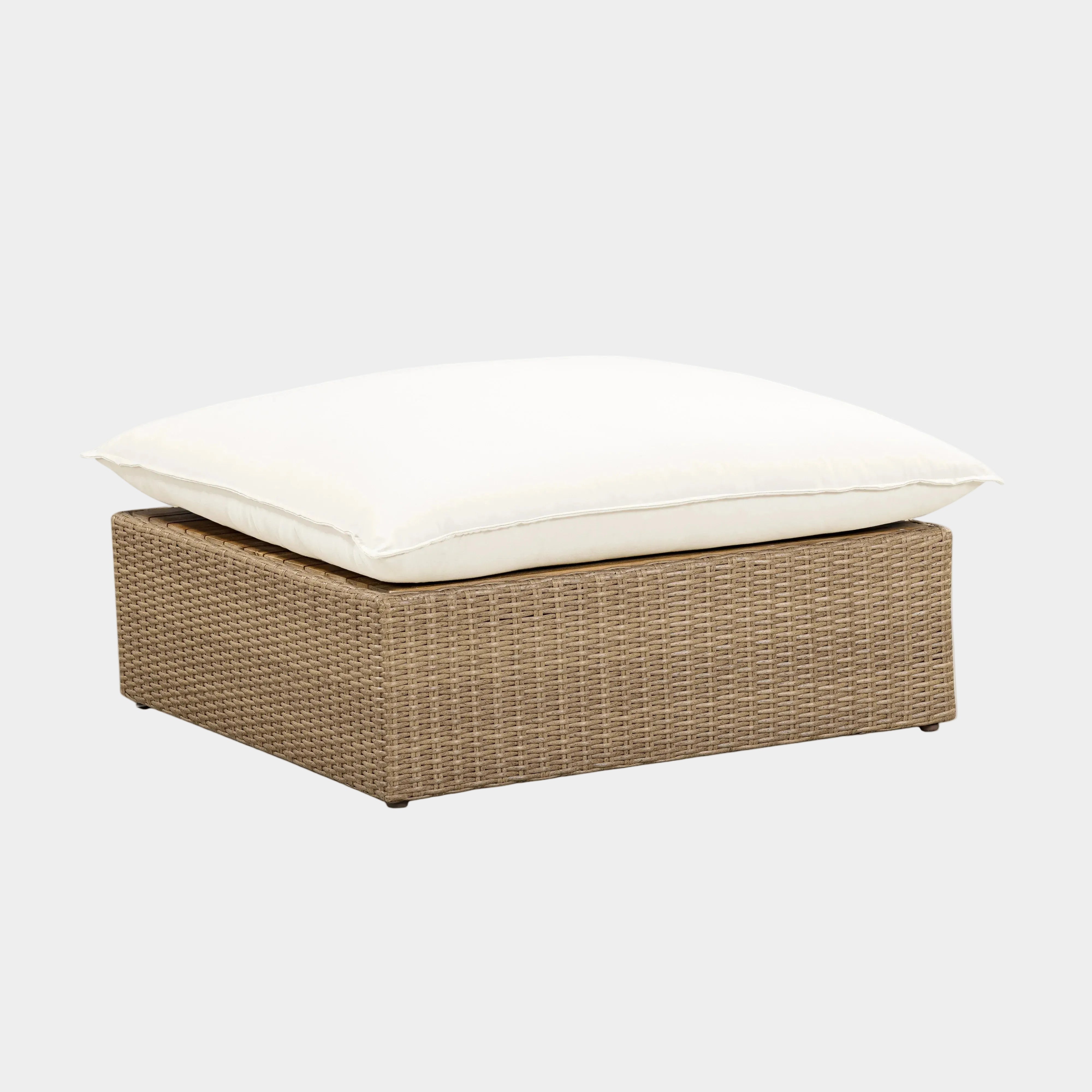 Cali Performance Fabric & Wicker Outdoor Ottoman