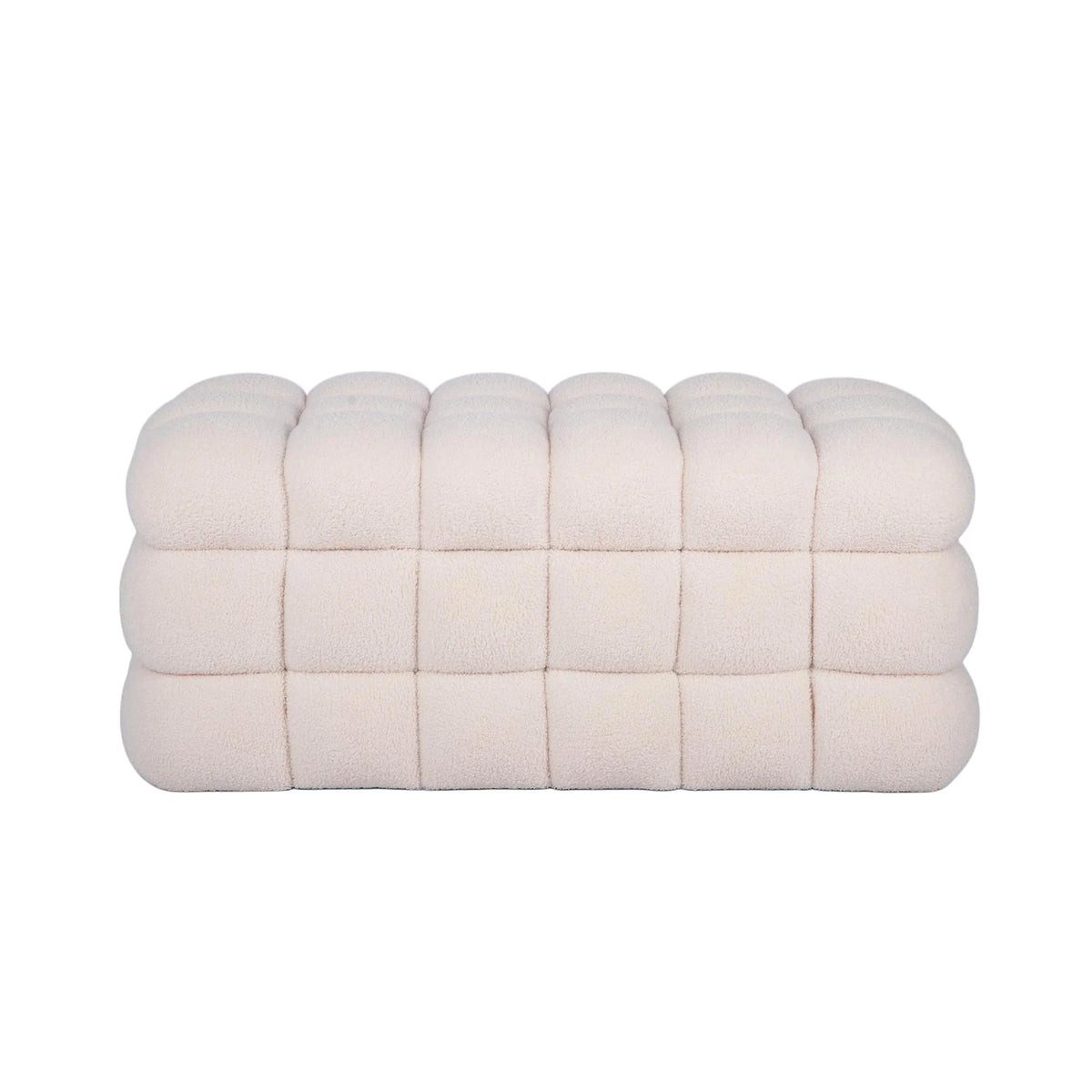 Anita 39" Faux Shearling Storage Bench With Reversible Tray Top