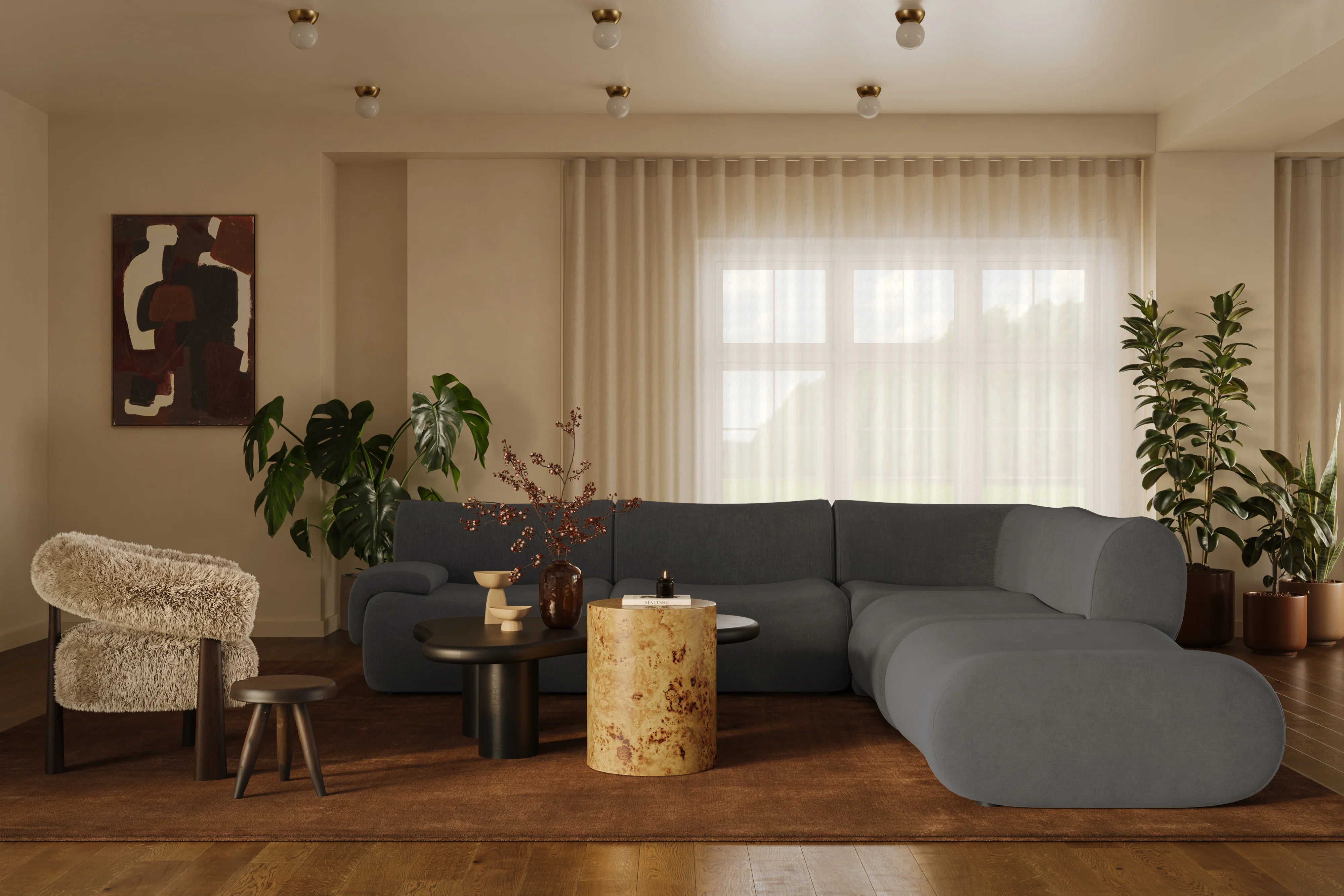 Zenith 5-Piece Contract-Grade Upcycled Fabric Modular Sectional