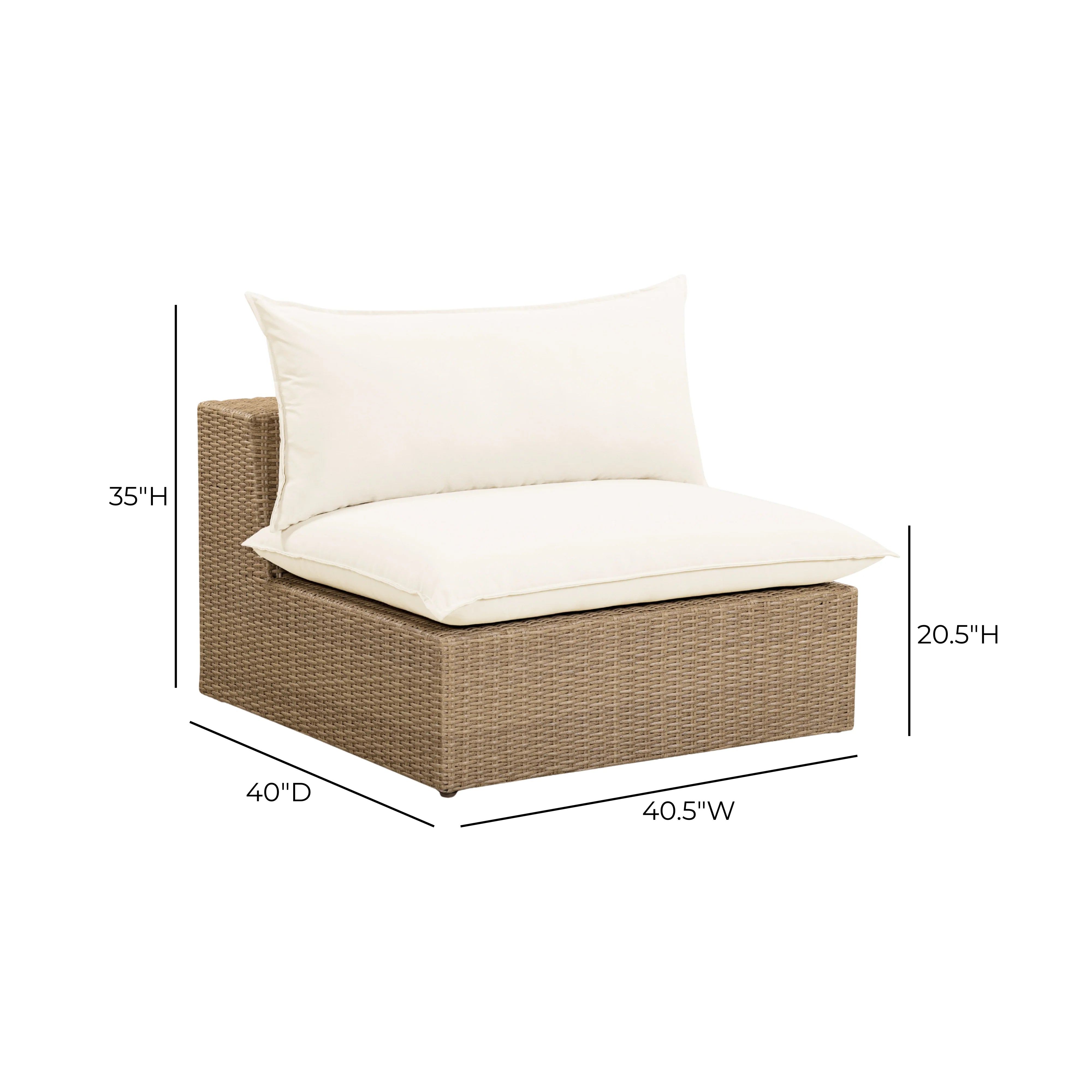 Cali Performance Fabric & Wicker Outdoor Armless Chair