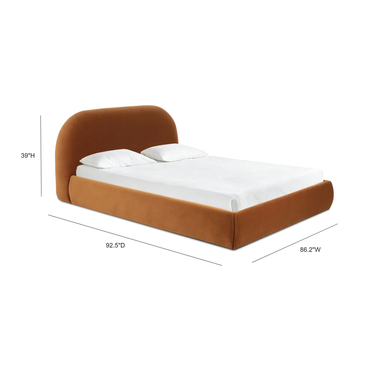 Lit en velours texturé crème Bara