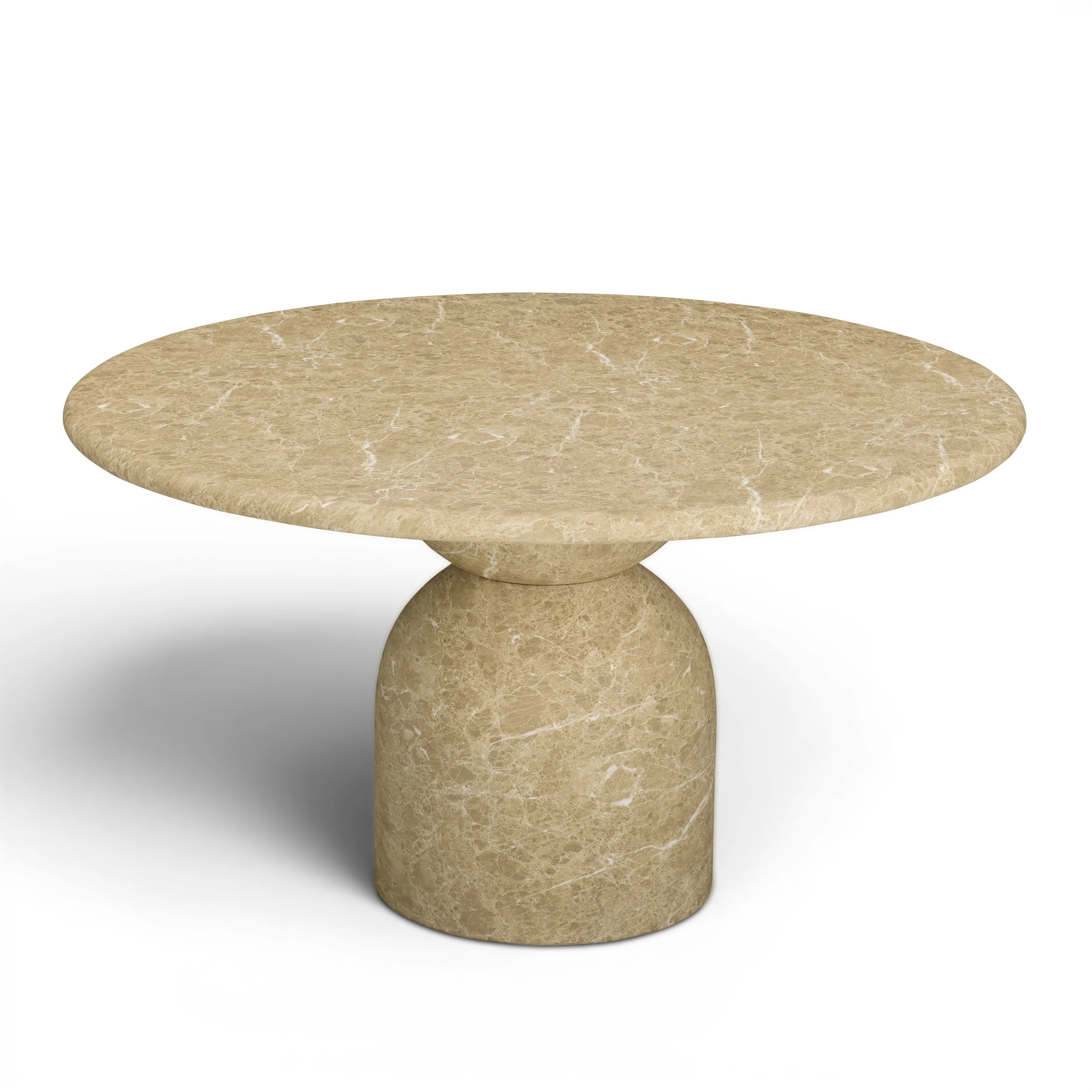 Table à manger ronde d'intérieur/extérieur en béton travertin Cynthia de 54 po 