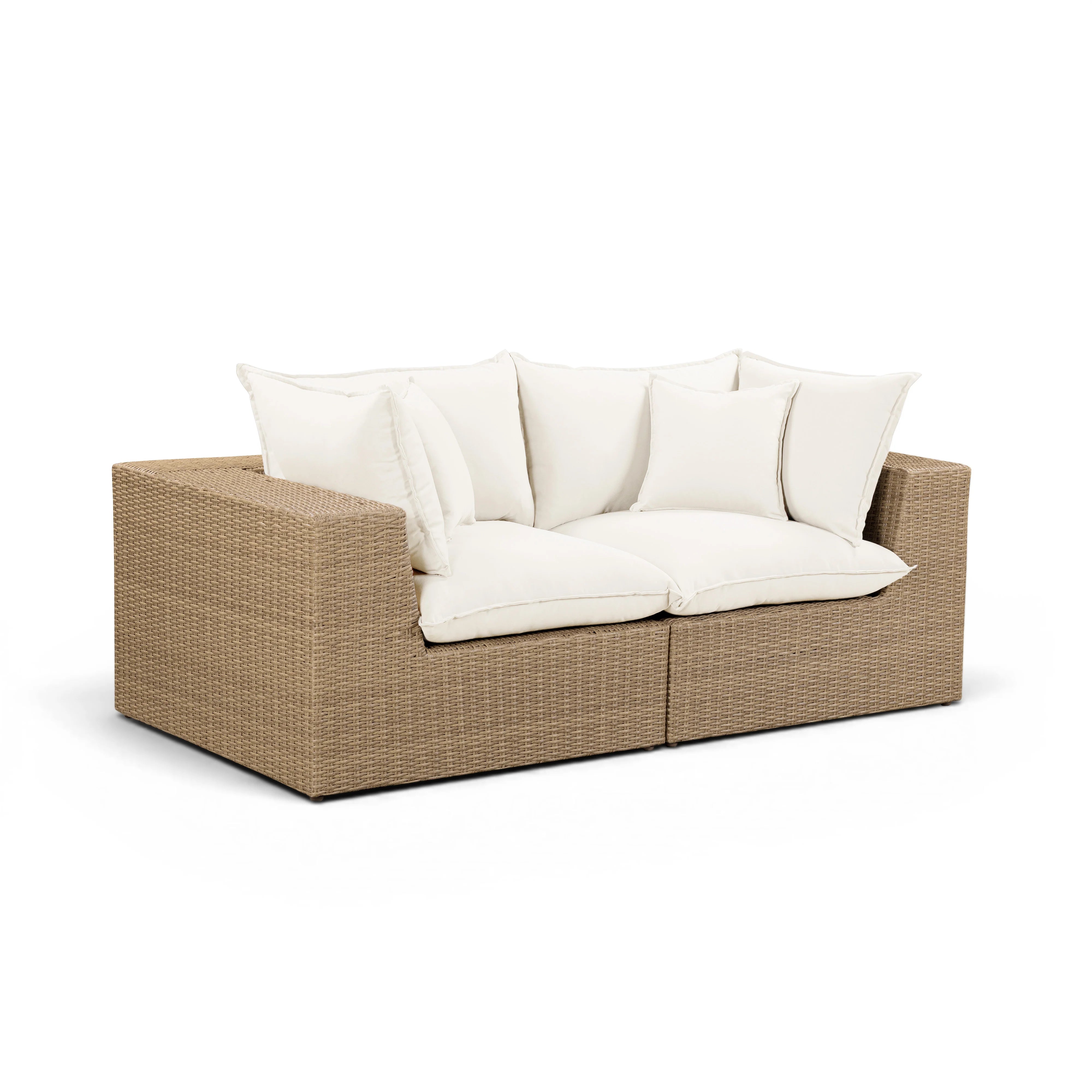 Cali 80" Performance Fabric & Wicker Outdoor Loveseat