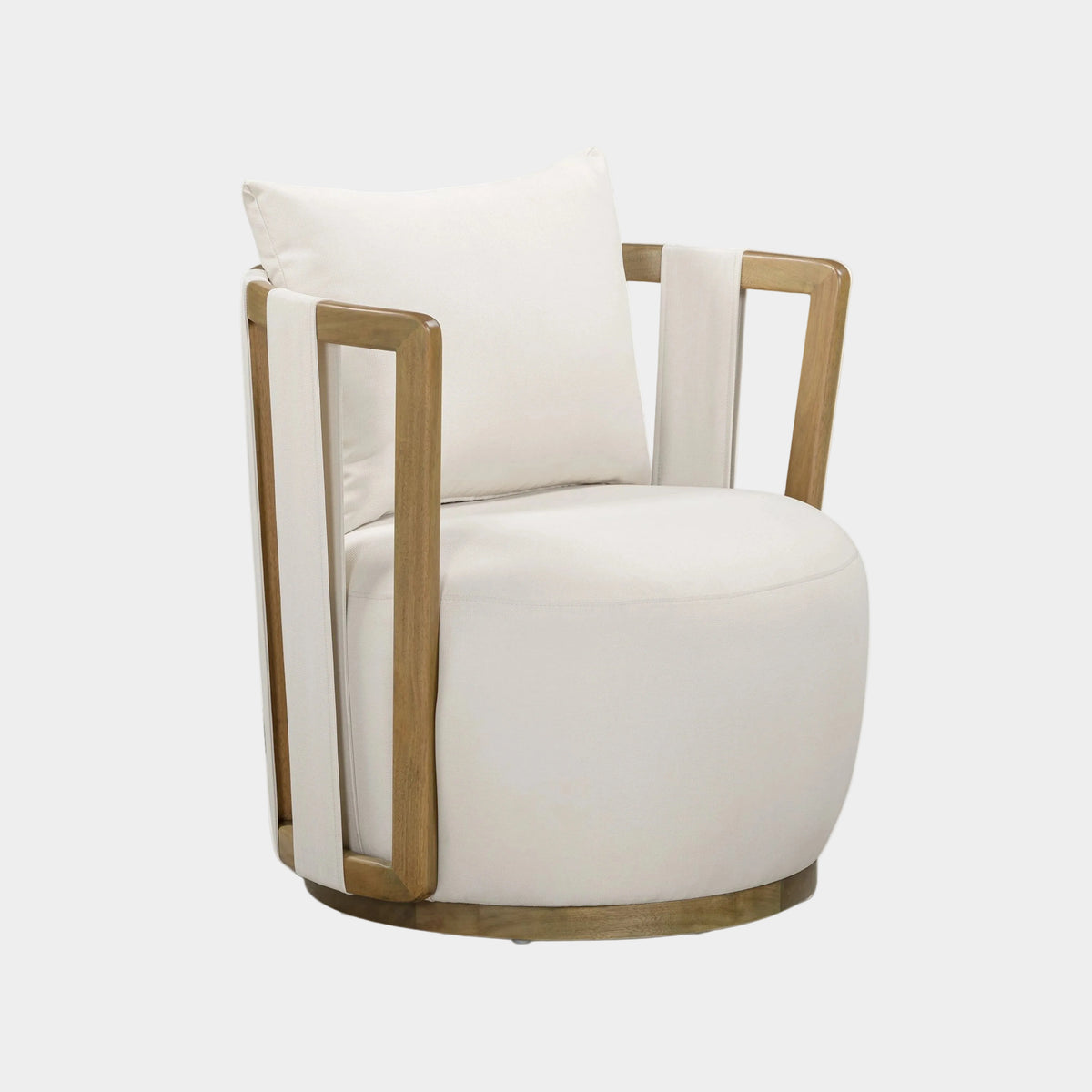 Paolo Cream Upcycled Basketweave Fabric Outdoor Accent Chair