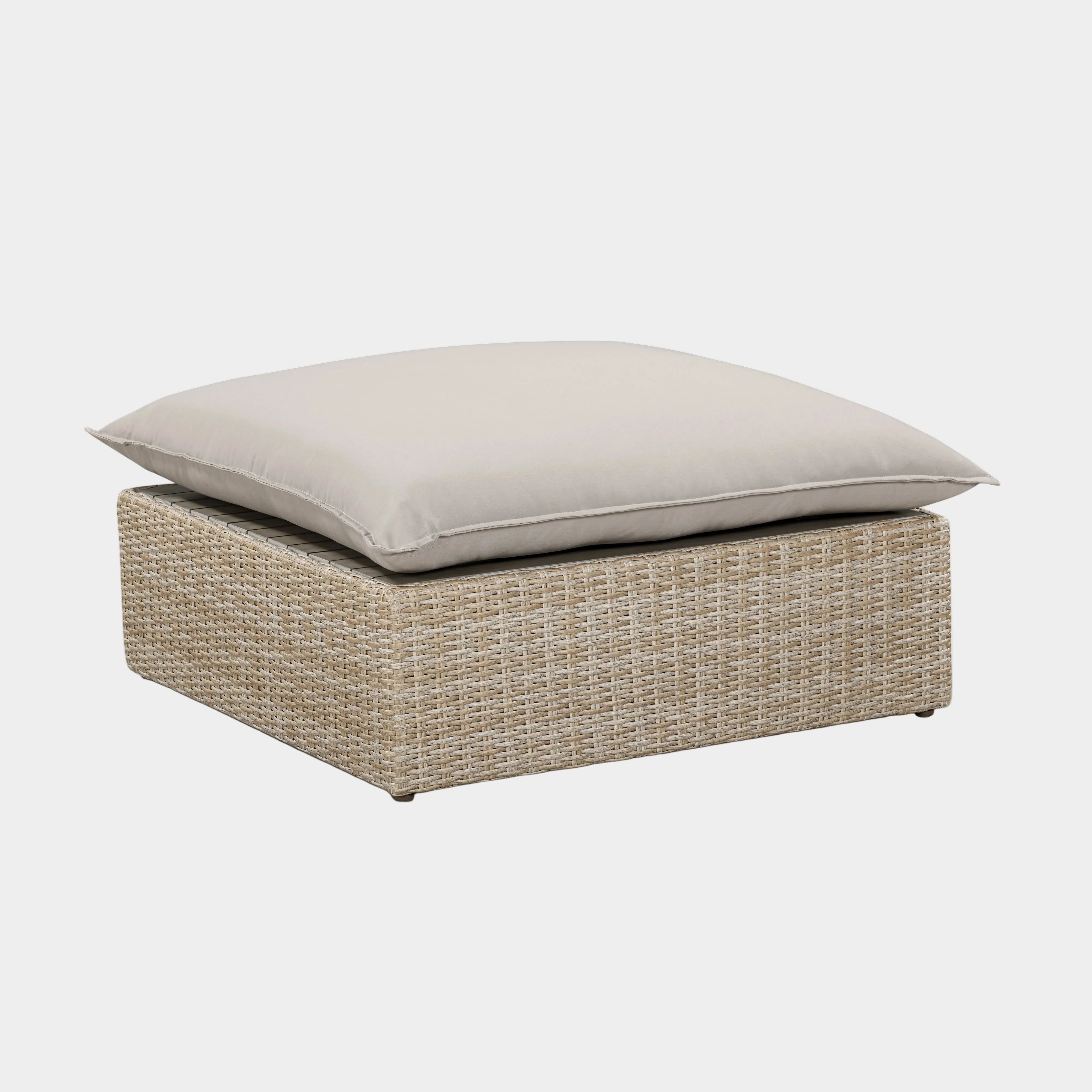 Cali Performance Fabric & Wicker Outdoor Ottoman