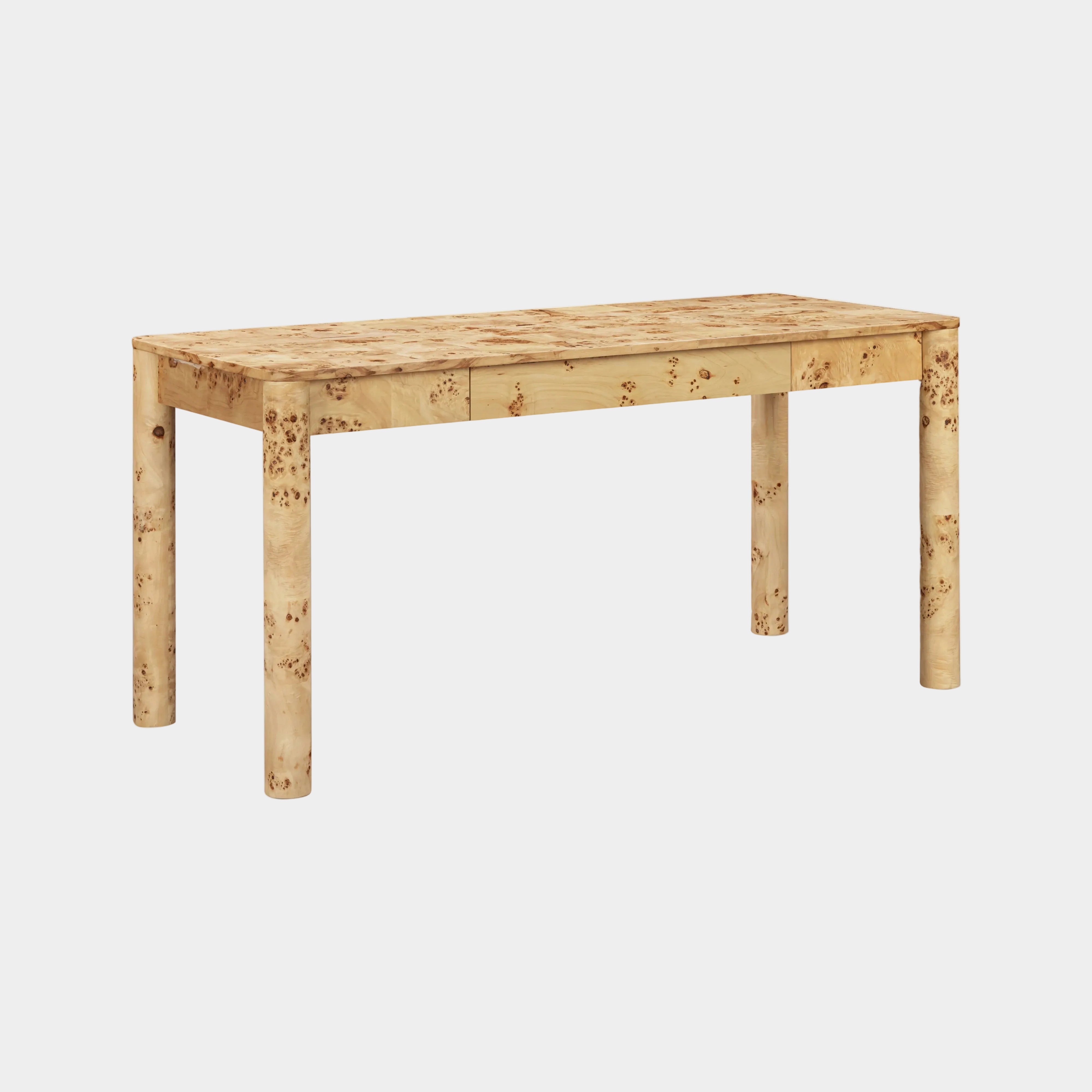 Berri 60" Natural Burl 3-Drawer Work Desk