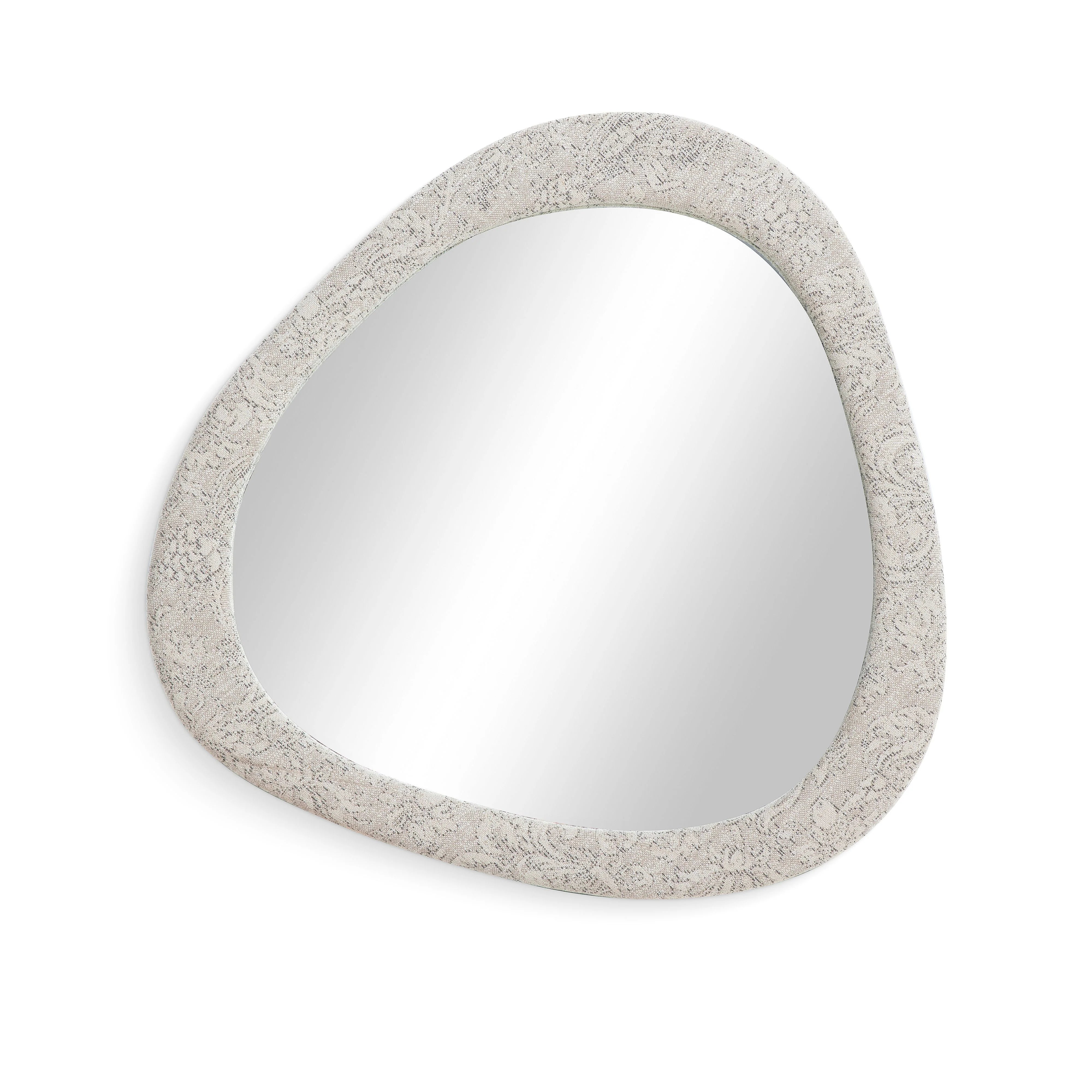 Klaryss 32"X25" Neutral Floral Jacquard Wall Mirror