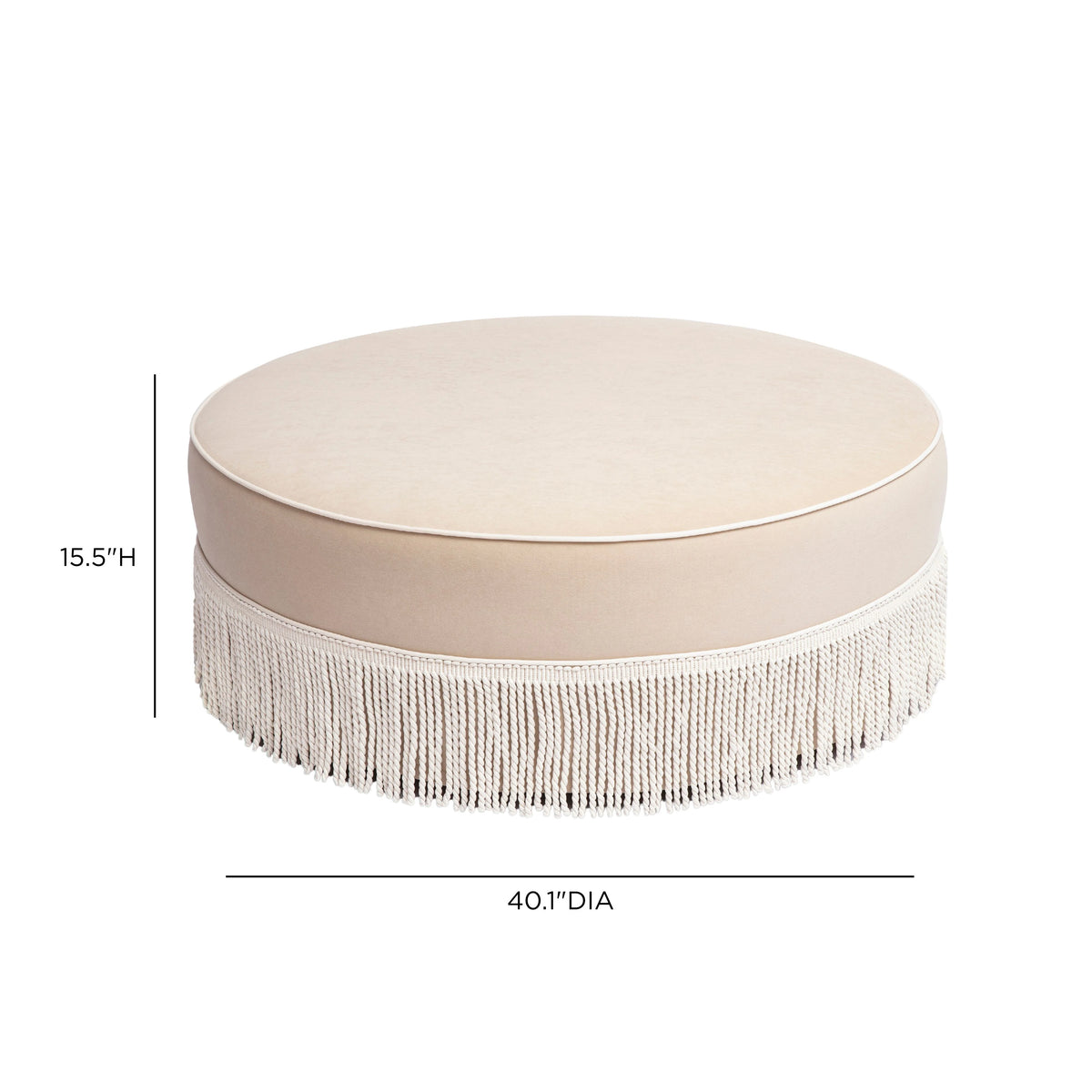 Tassy Tasseled Round Ottoman