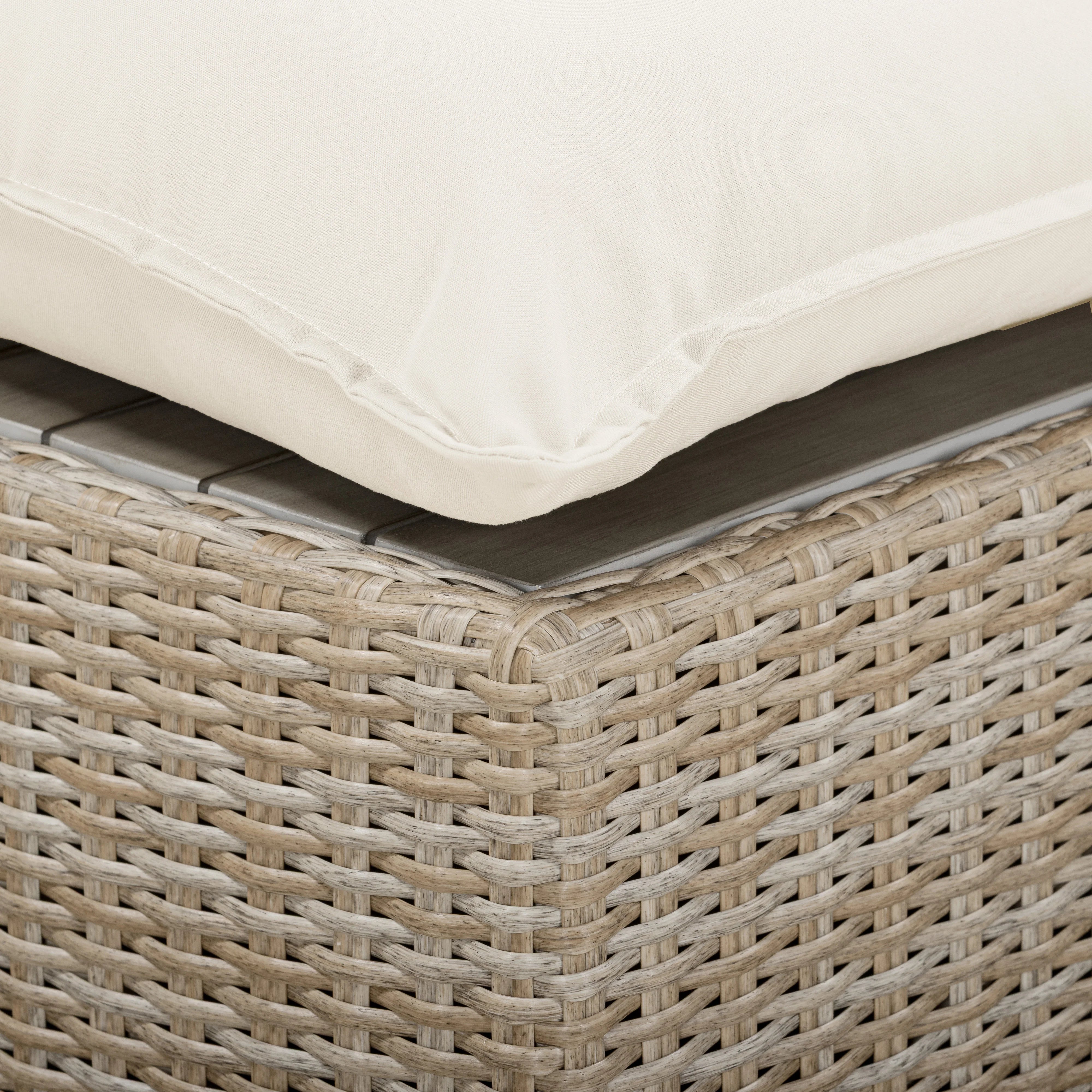 Cali Performance Fabric & Wicker Outdoor Ottoman