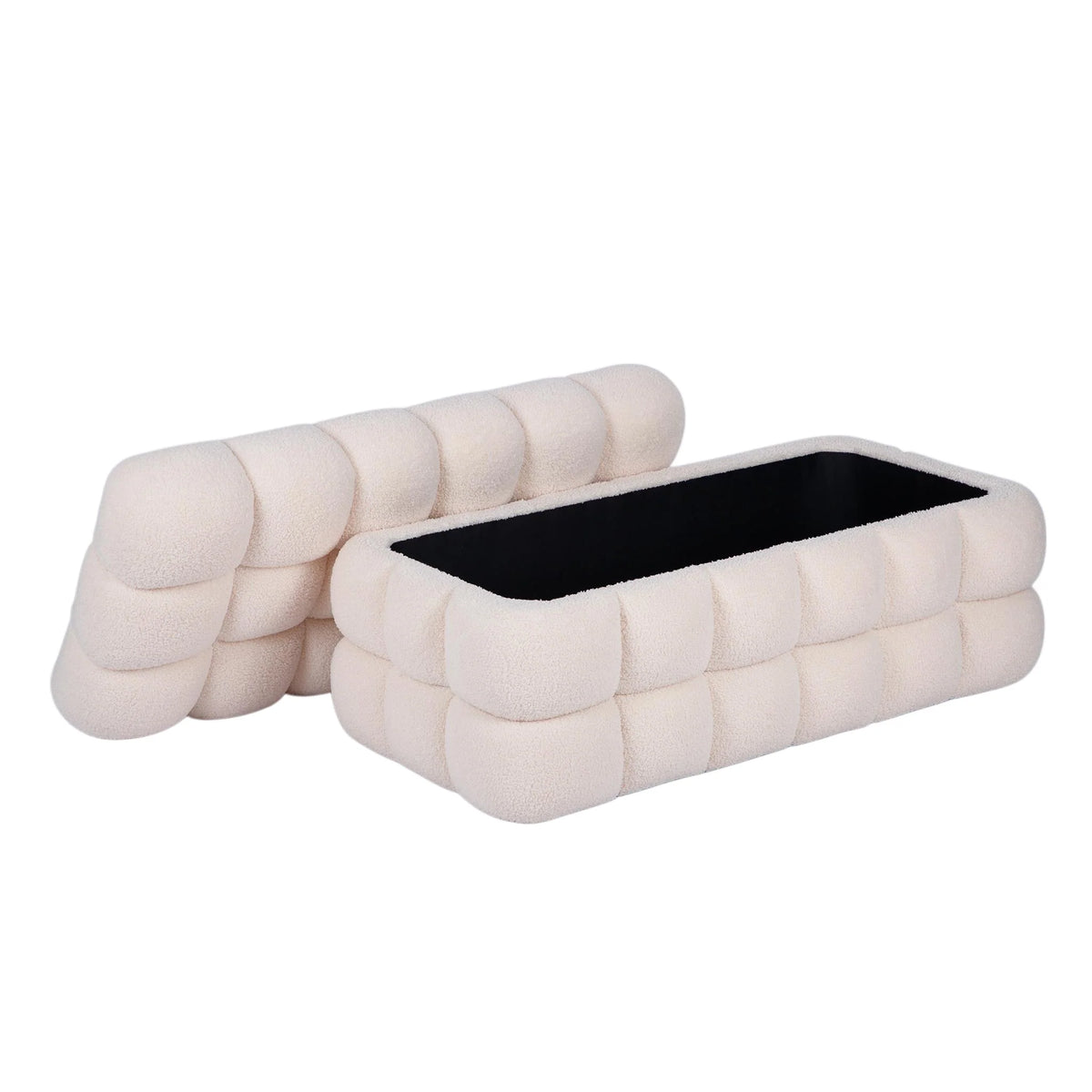 Anita 39" Faux Shearling Storage Bench With Reversible Tray Top