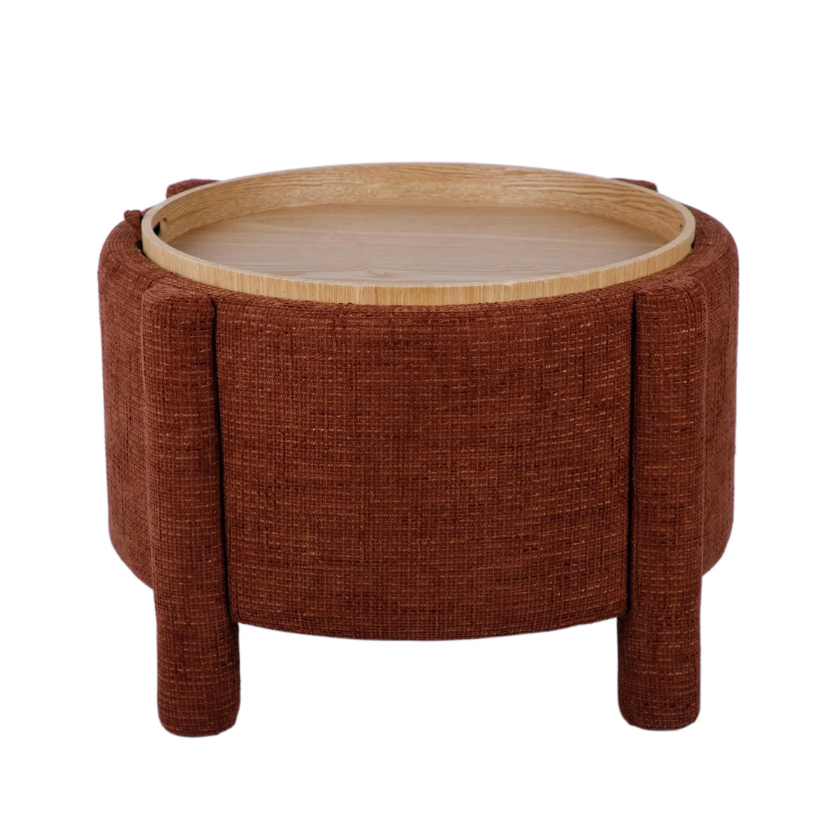 Bellamy Railroad Chenille Storage Stool With Reversible Tray Top