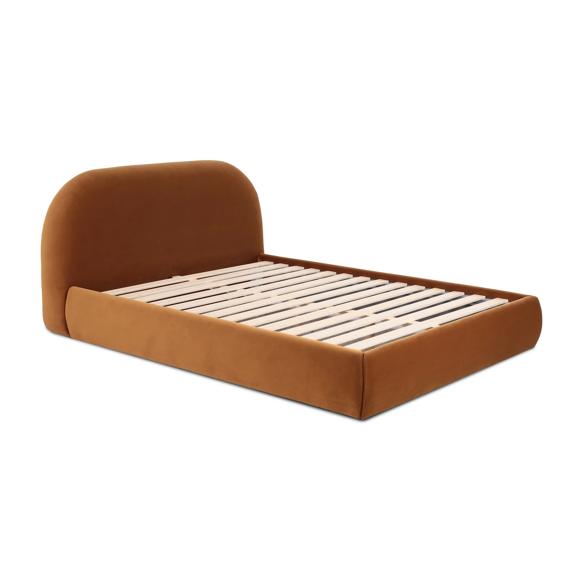 Lit en velours texturé crème Bara