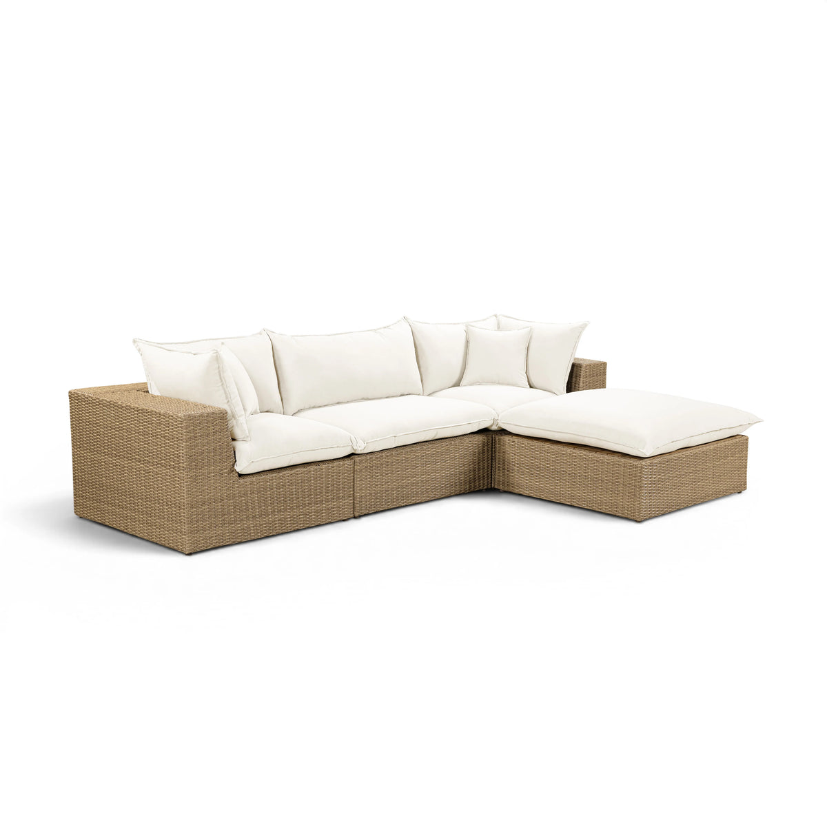 Cali 4-Piece Performance Fabric & Wicker Outdoor Sectional
