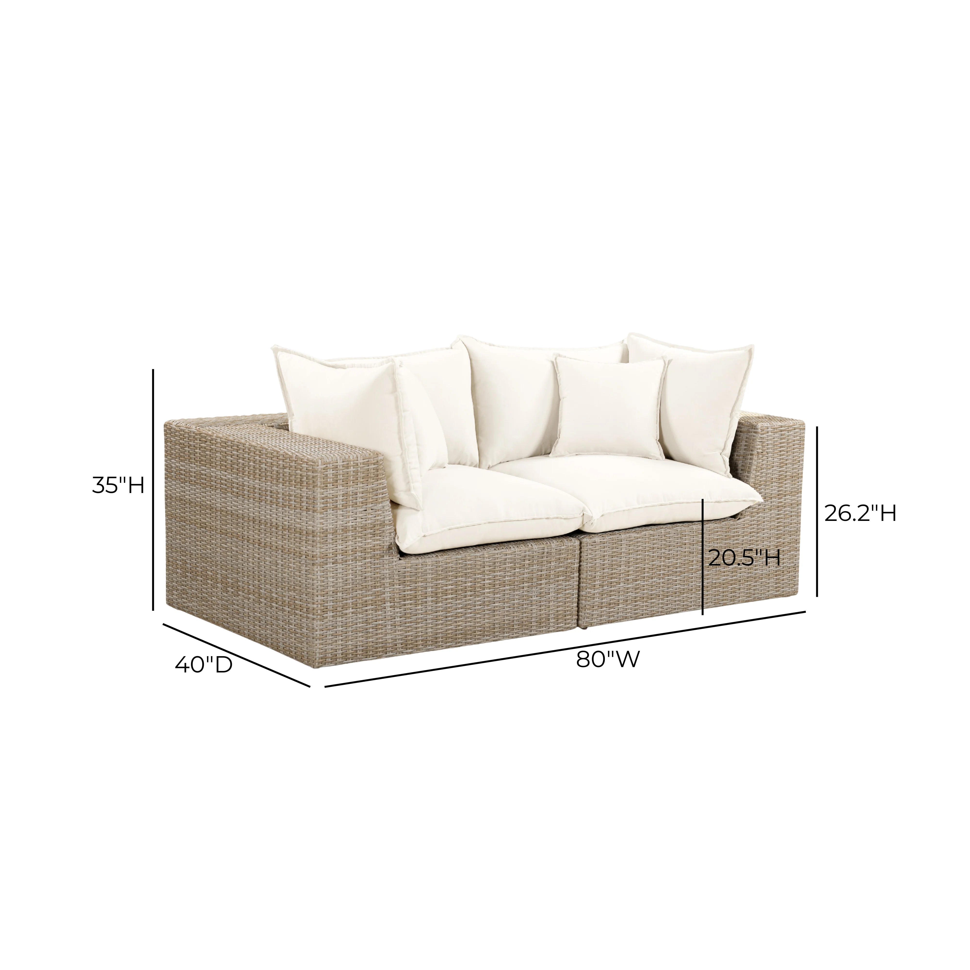 Cali 80" Performance Fabric & Wicker Outdoor Loveseat