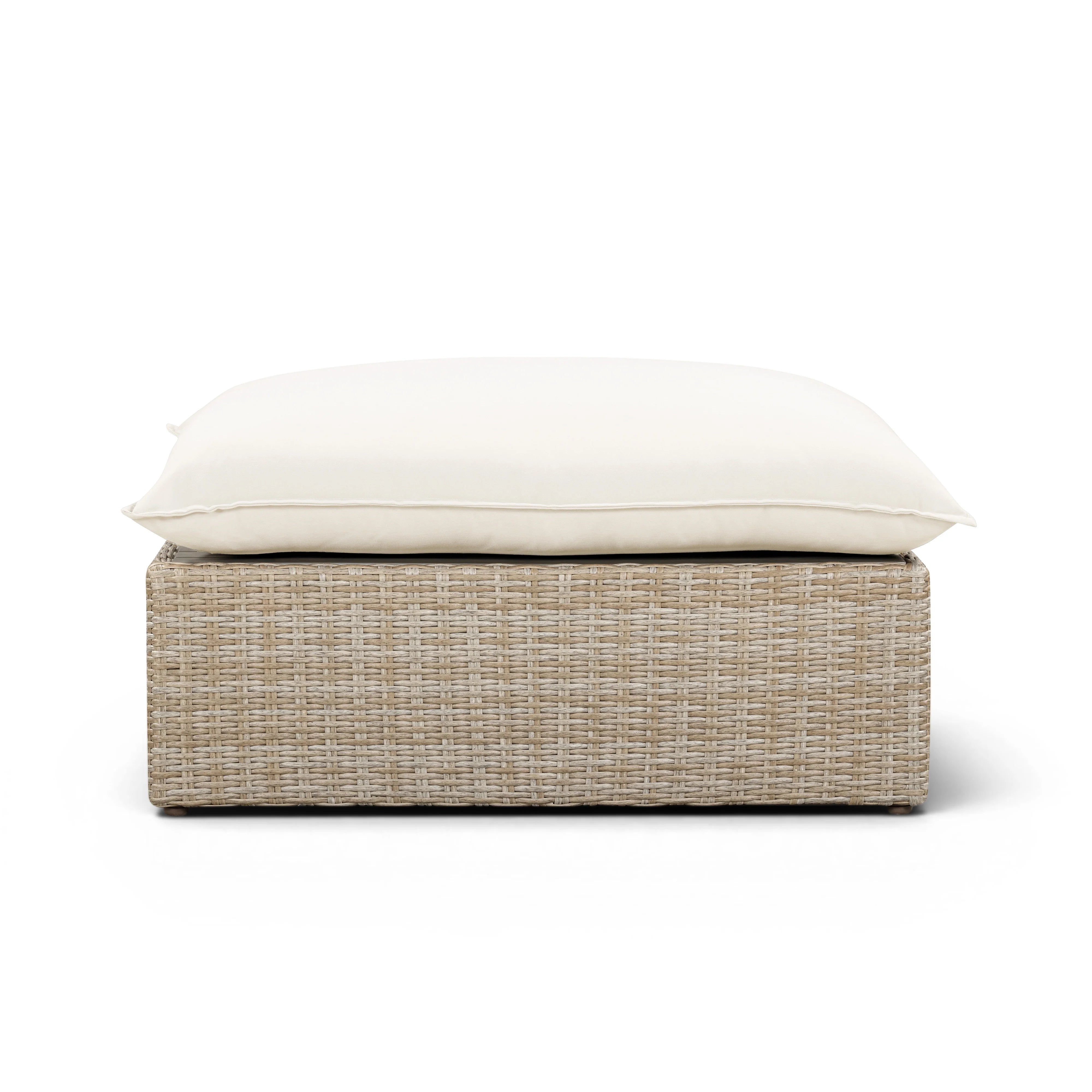 Cali Performance Fabric & Wicker Outdoor Ottoman