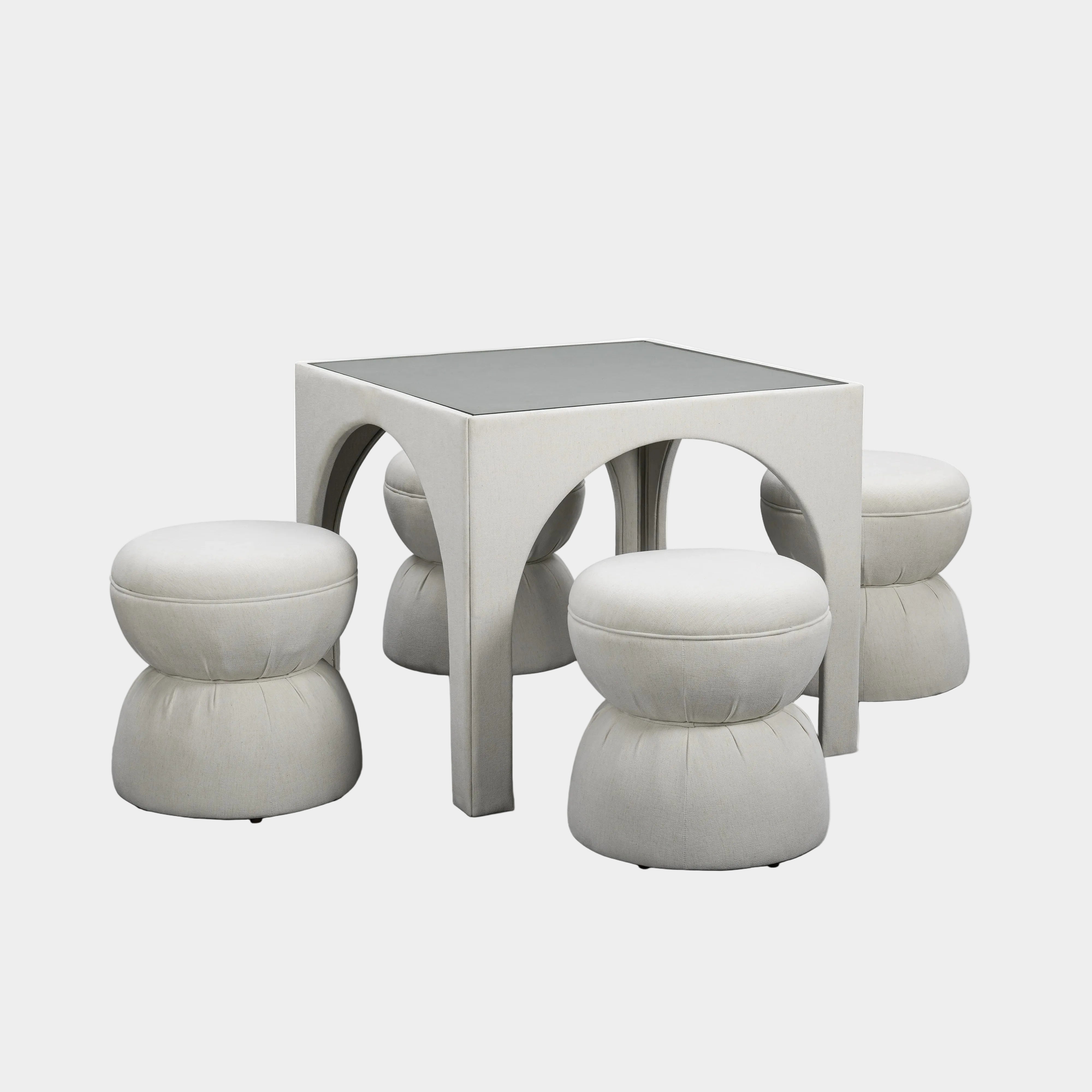 Tomlin Performance Chenille Game Table and Two Ottomans Set
