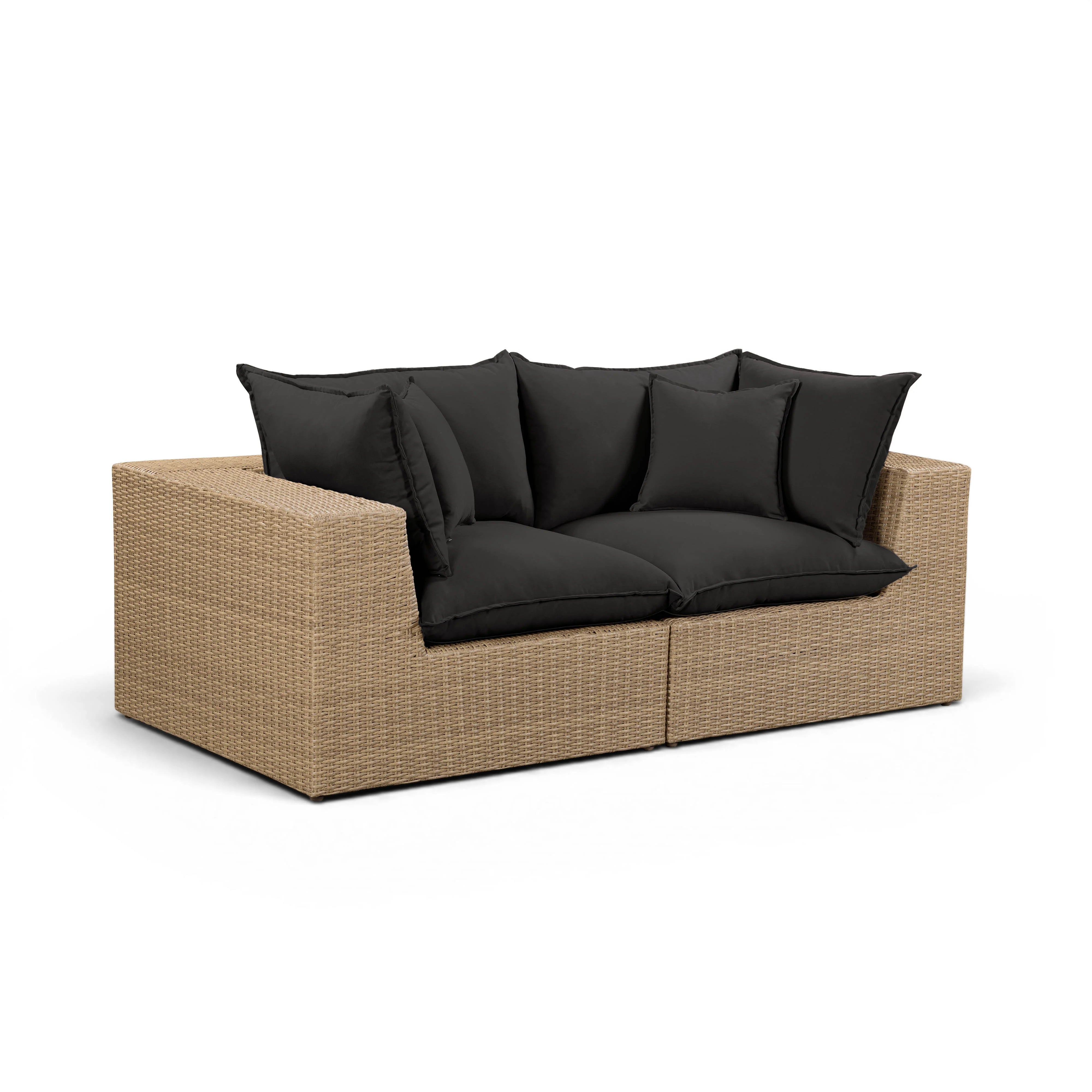 Cali 80" Performance Fabric & Wicker Outdoor Loveseat