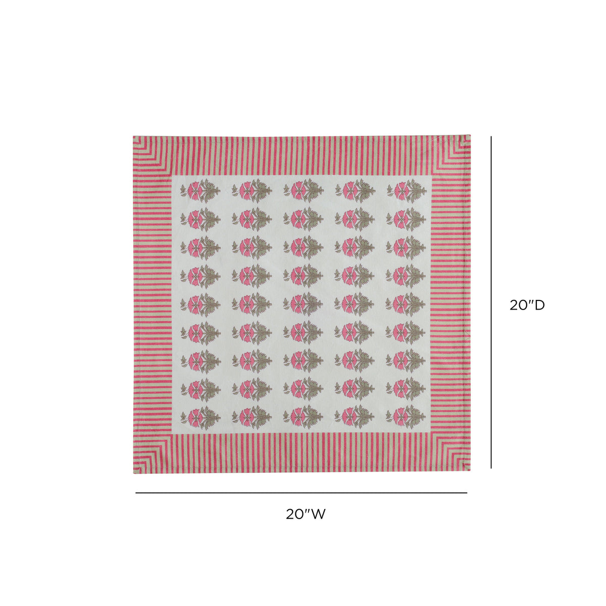 Crissy Cotton Canvas Printed Napkins - Set of 4 - Pink Vintage Floral
