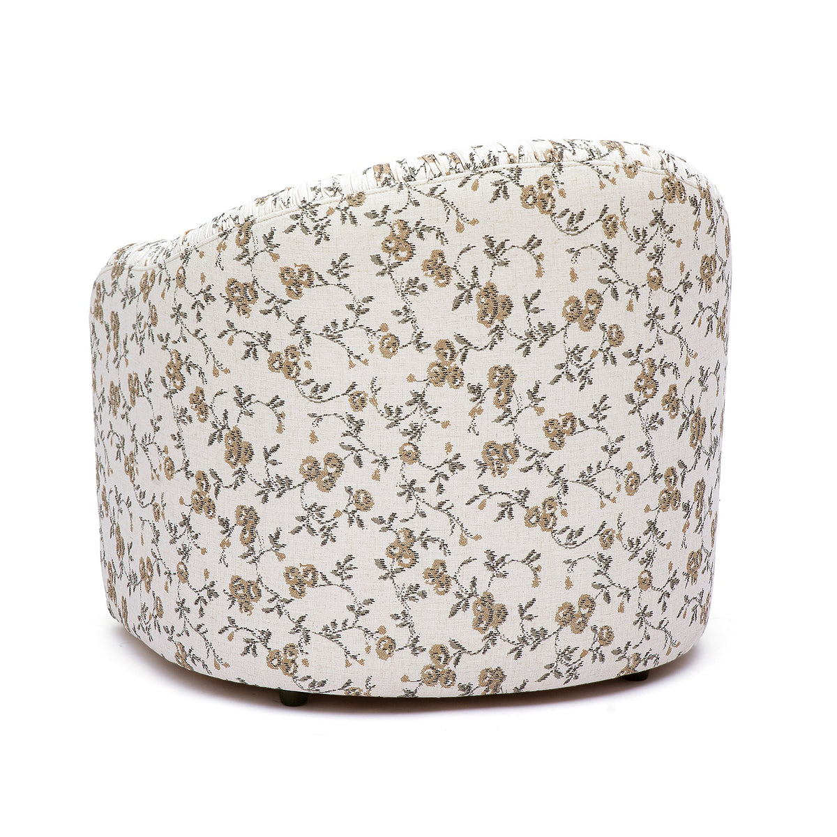 Pamela Natural Floral Print Tasseled Lounge Accent Chair