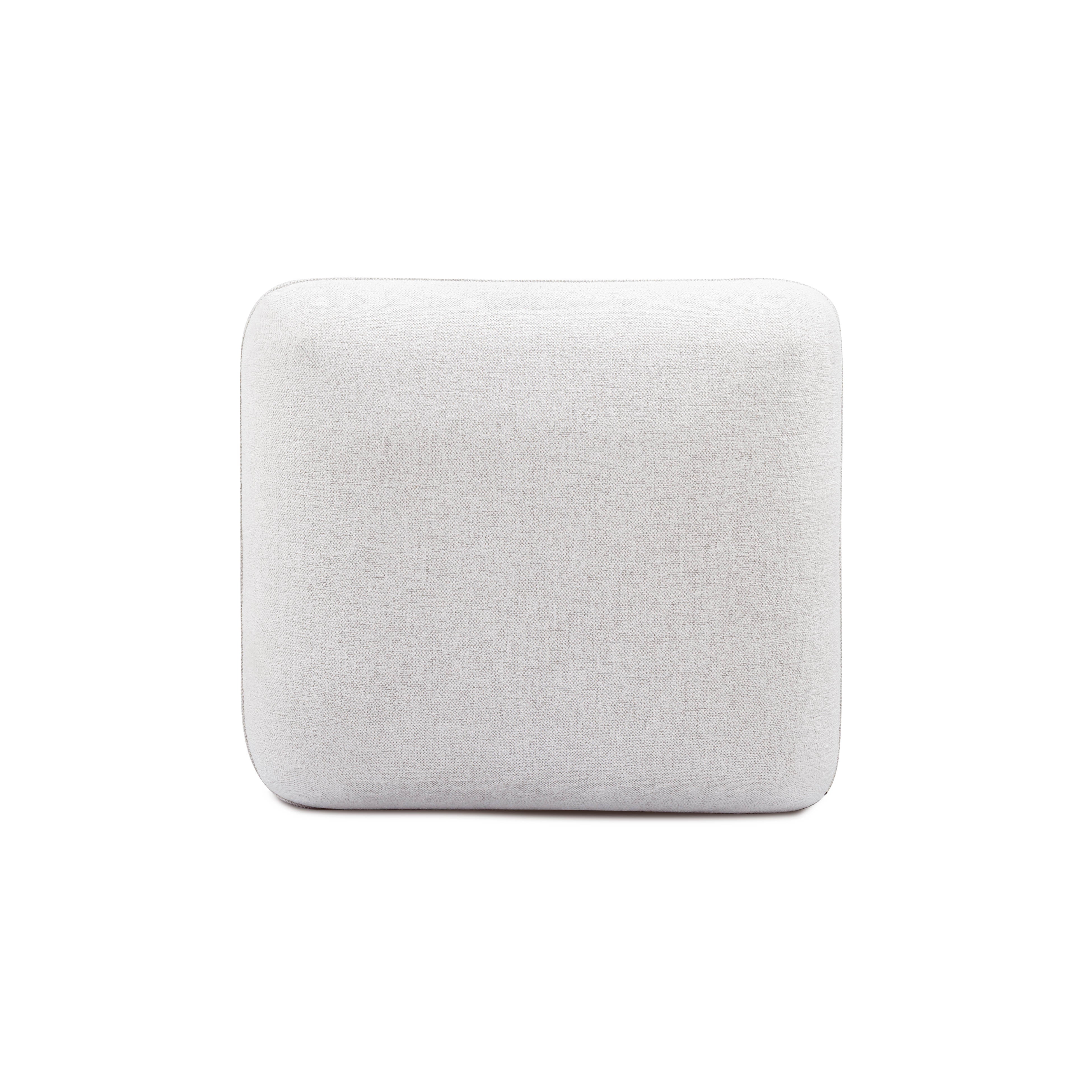 Arezza Stone White Contract-Grade Basketweave Chenille Ottoman