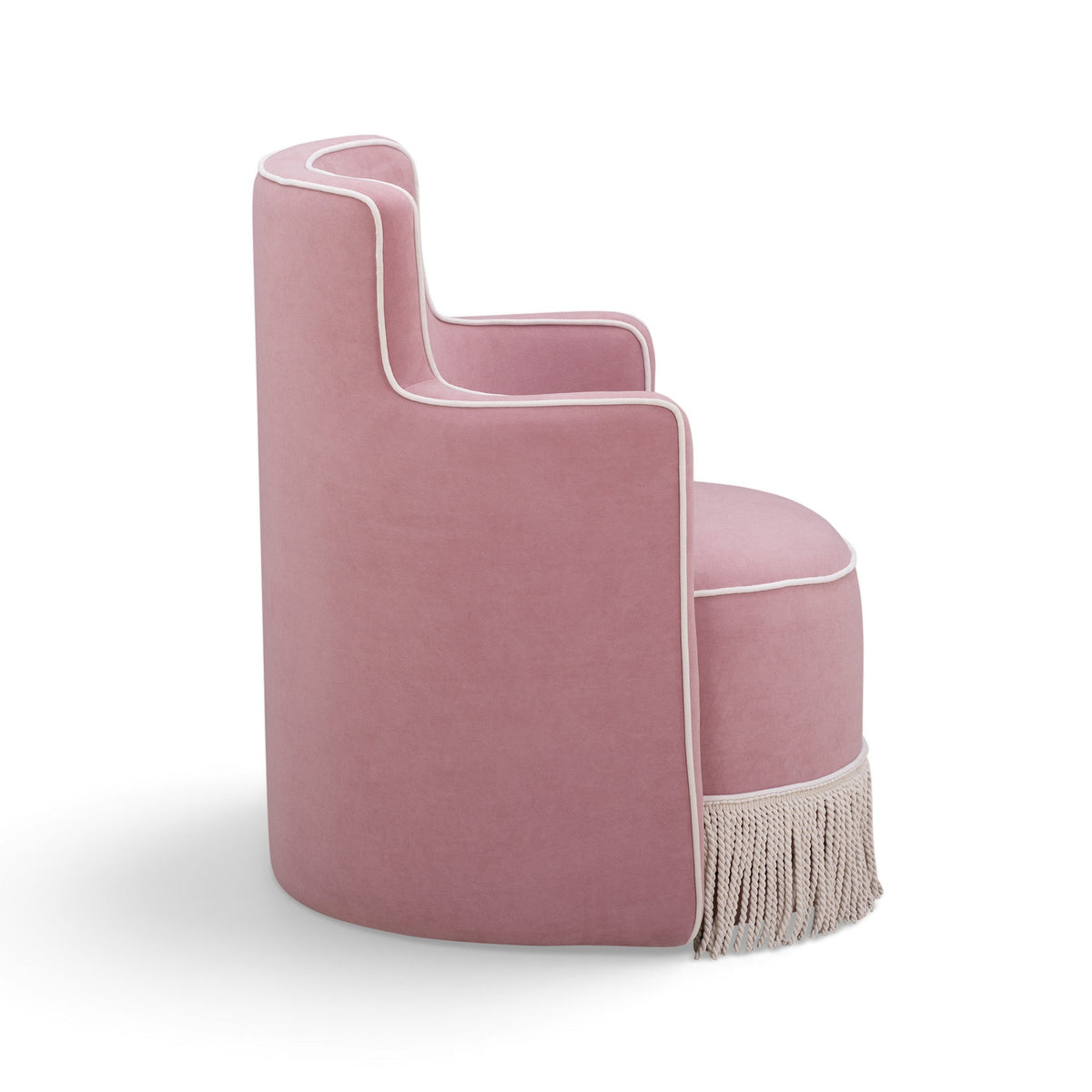Passe Tasseled Velvet Swivel Accent Chair - Pink