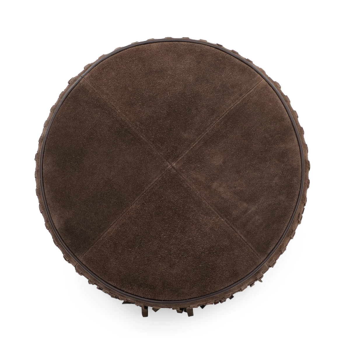 Daphne Round Suede Fringe Ottoman