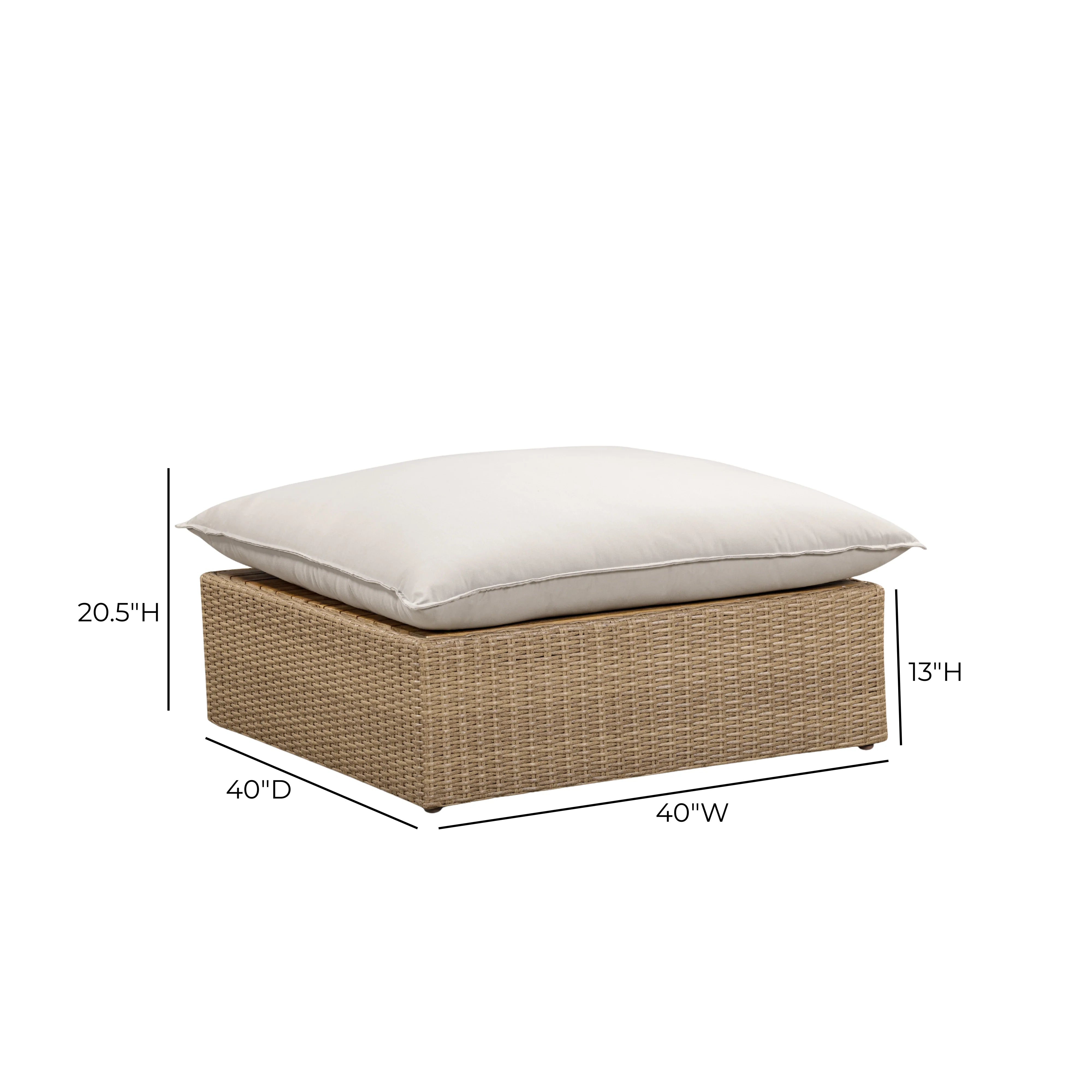 Cali Performance Fabric & Wicker Outdoor Ottoman