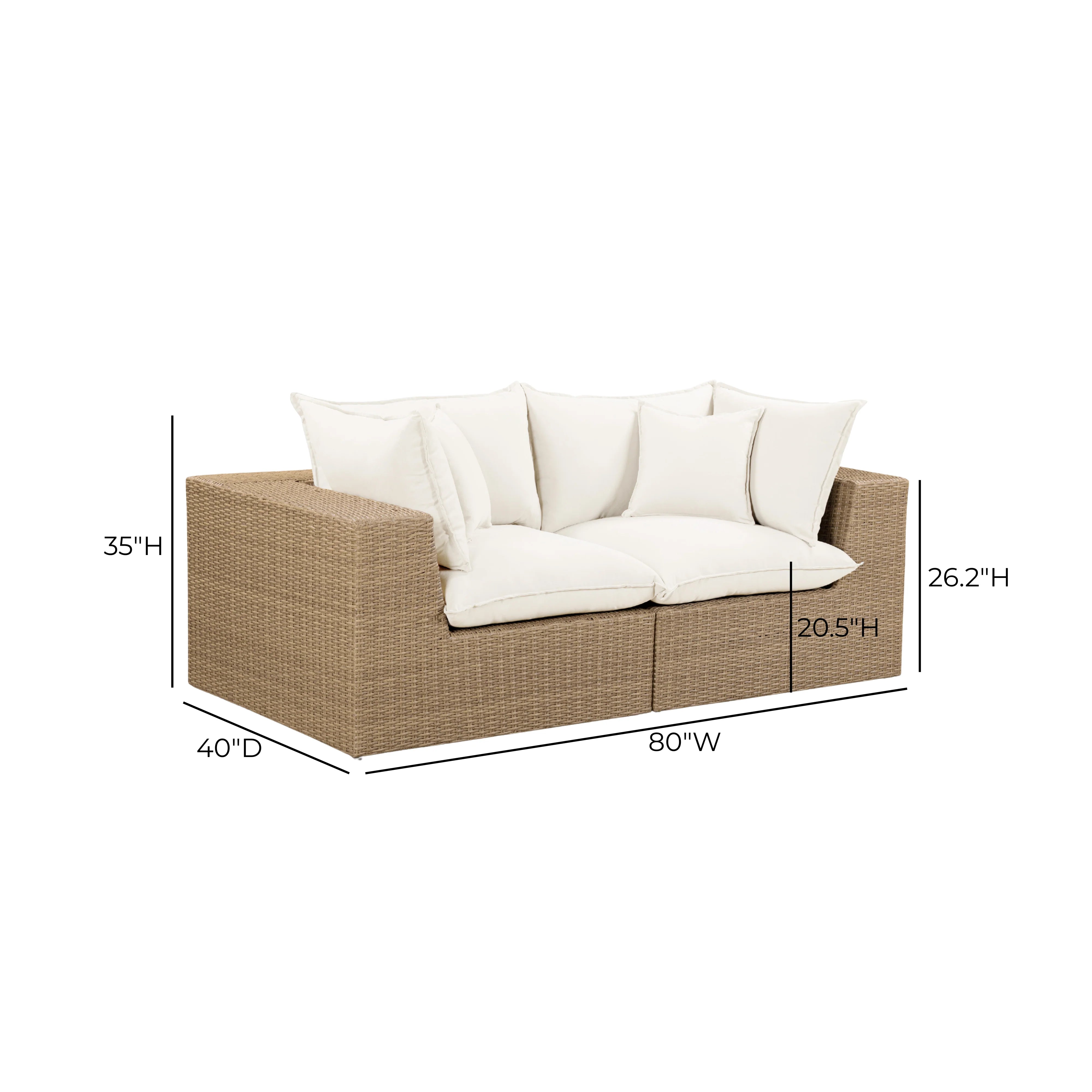 Cali 80" Performance Fabric & Wicker Outdoor Loveseat