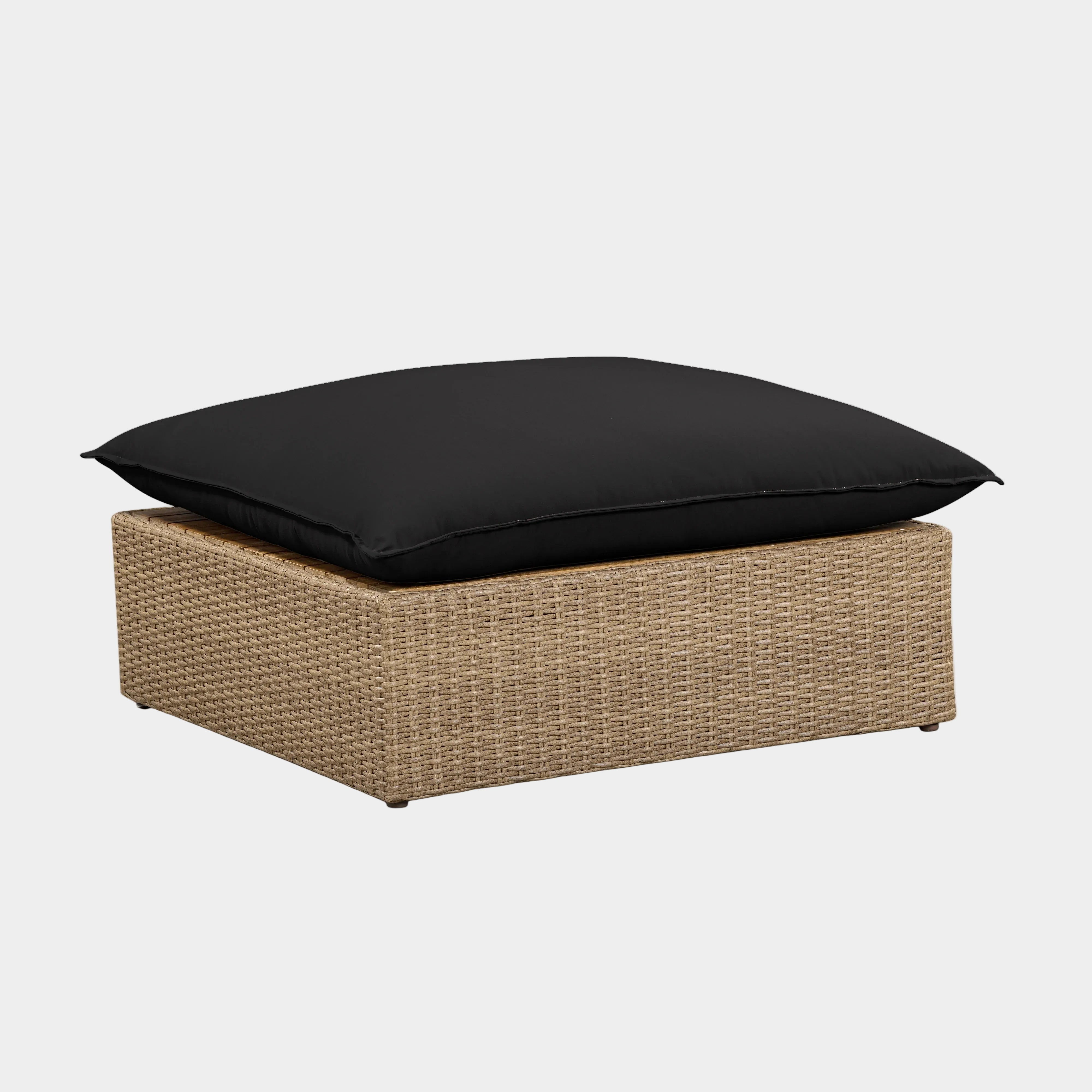 Cali Performance Fabric & Wicker Outdoor Ottoman
