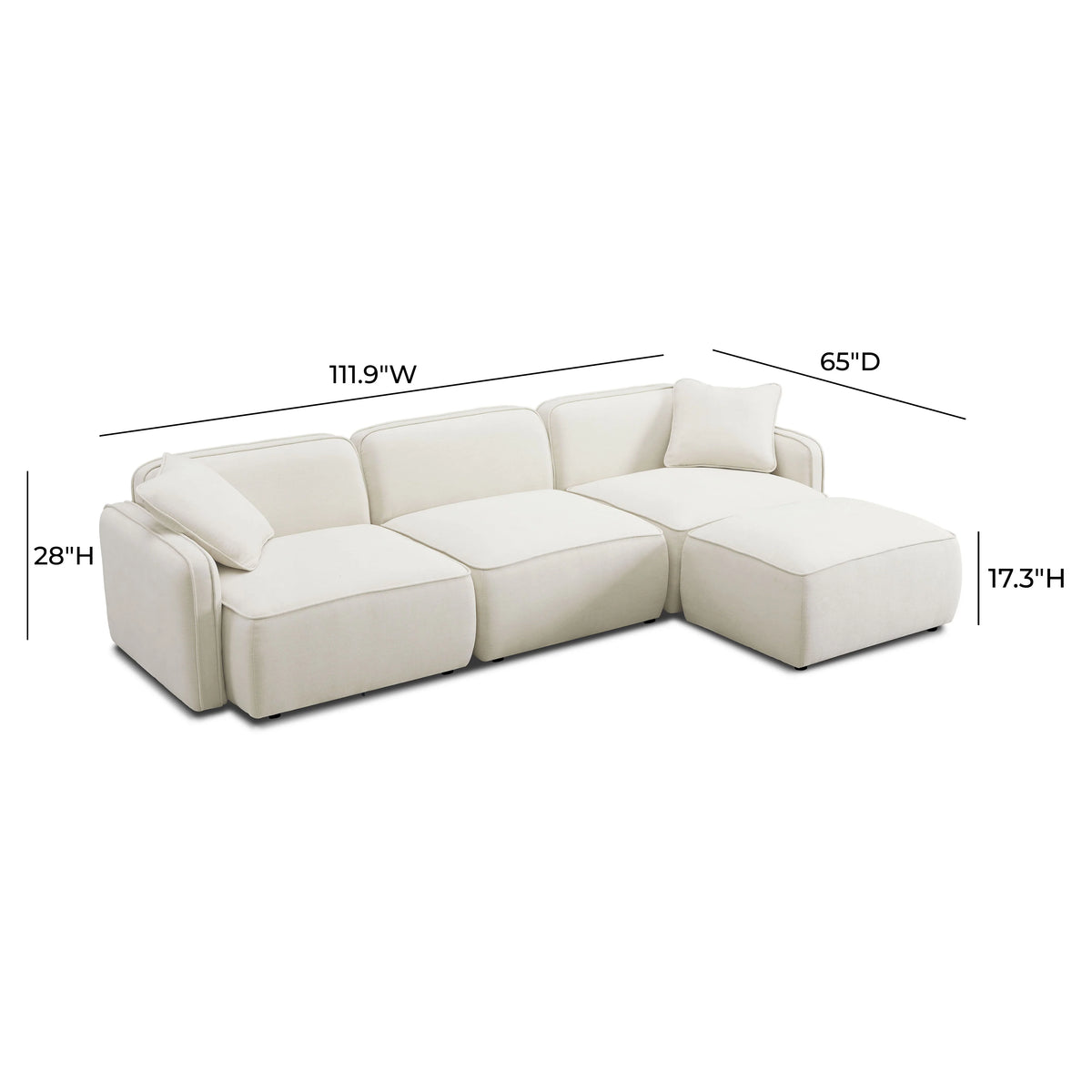 Travie 4-Piece Performance Corduroy Velvet Modular Sectional