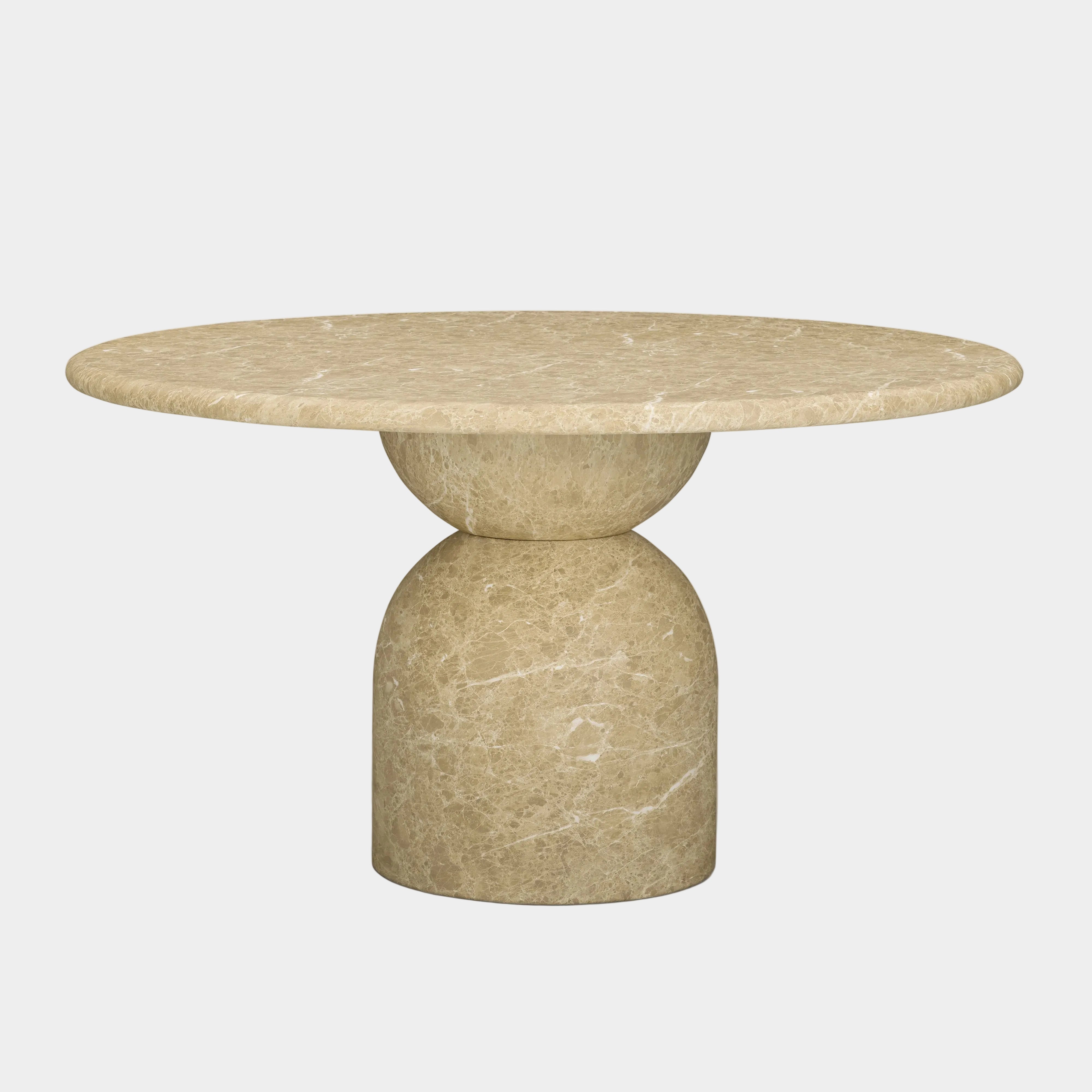 Table à manger ronde d'intérieur/extérieur en béton travertin Cynthia de 54 po 