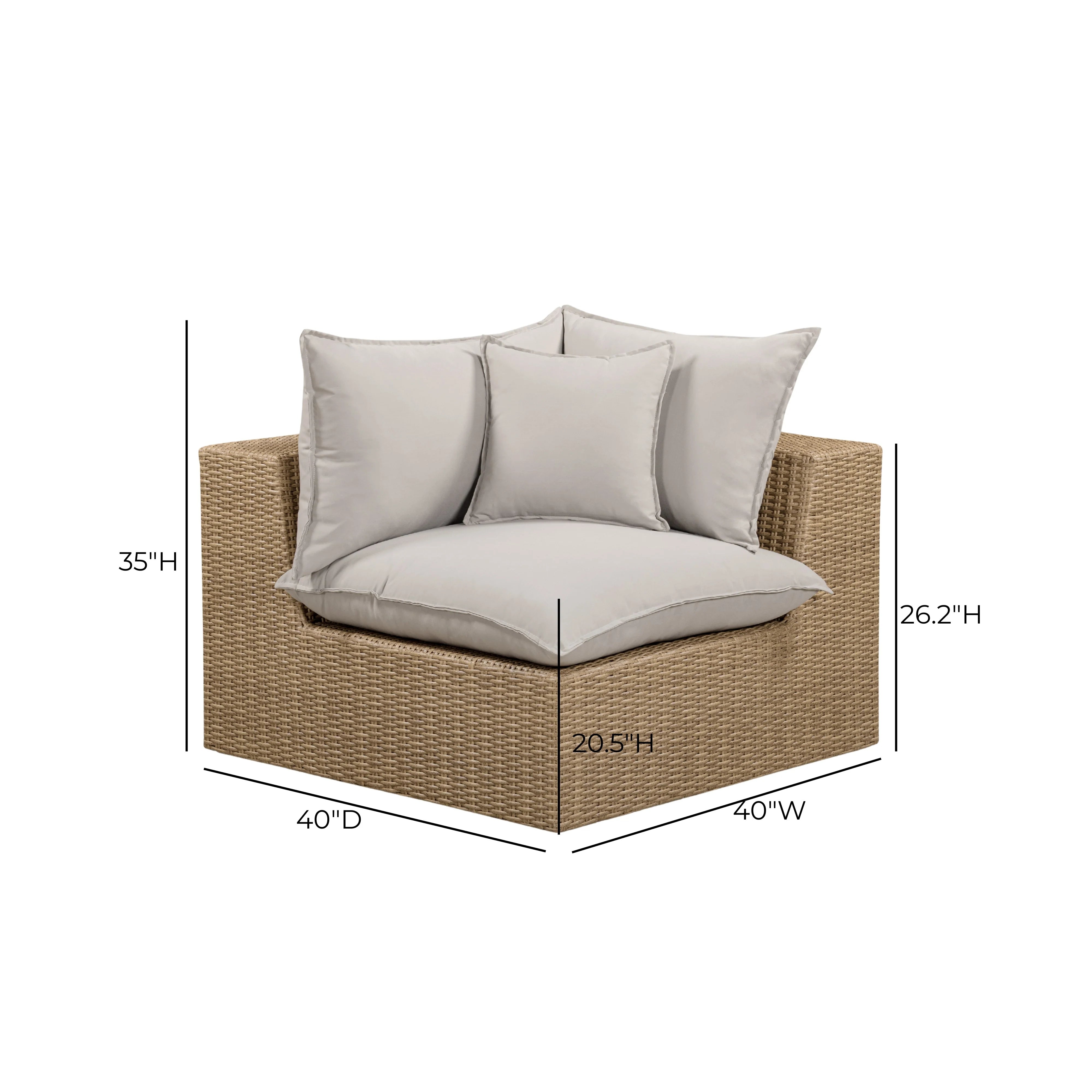Cali Performance Fabric & Wicker Outdoor Corner Chair