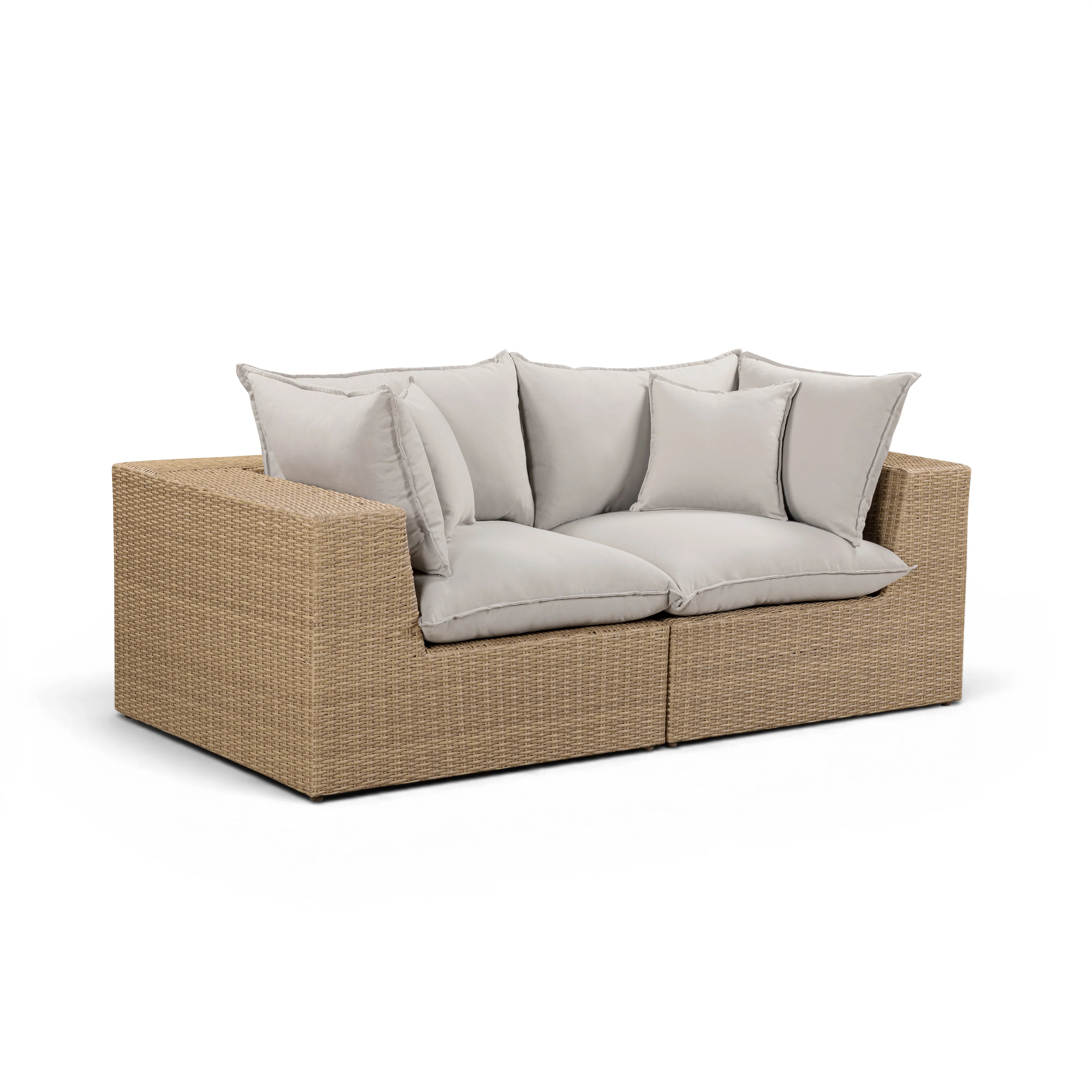 Cali 80" Performance Fabric & Wicker Outdoor Loveseat